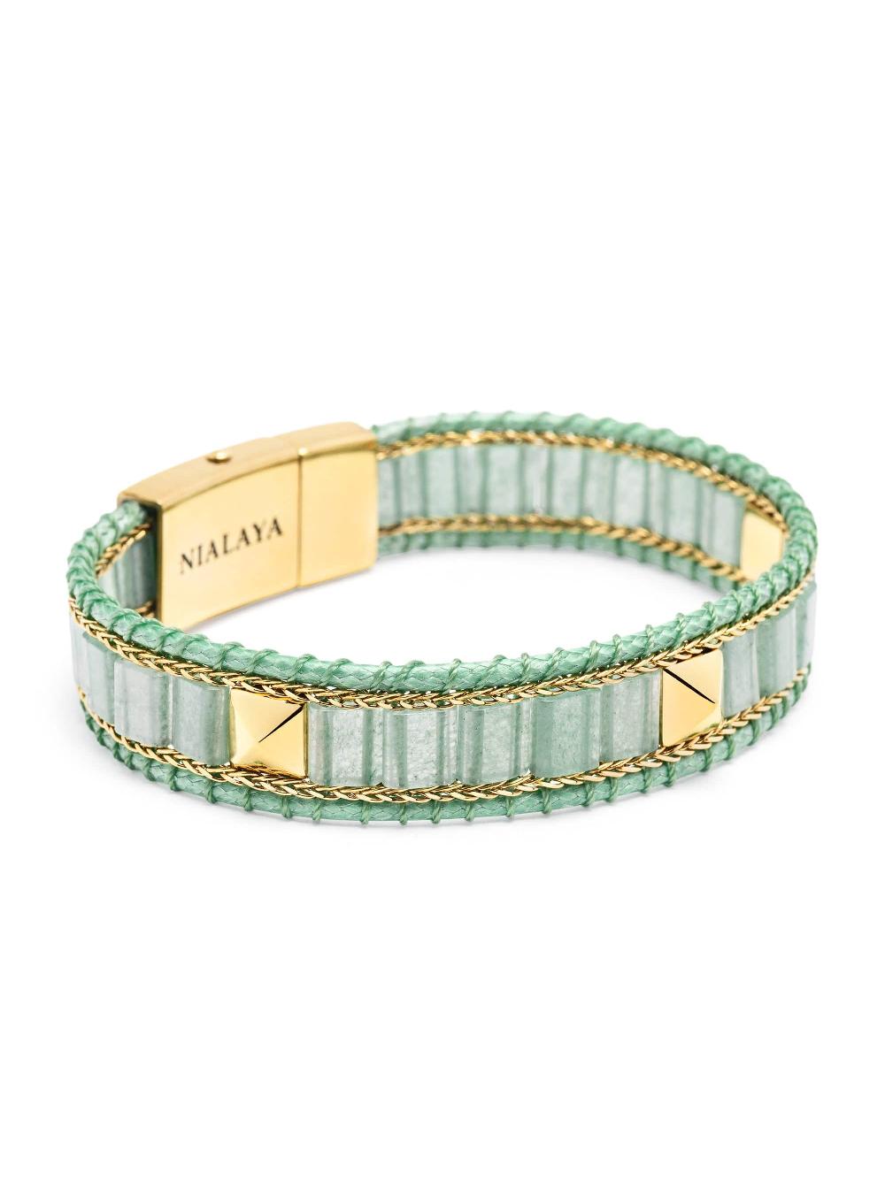 nialaya Green Aventurine Stud Bracelet