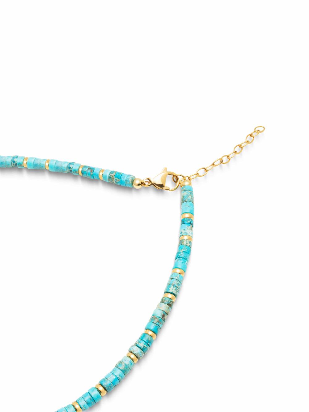 Nialaya Heishi Turquoise Choker With Gold