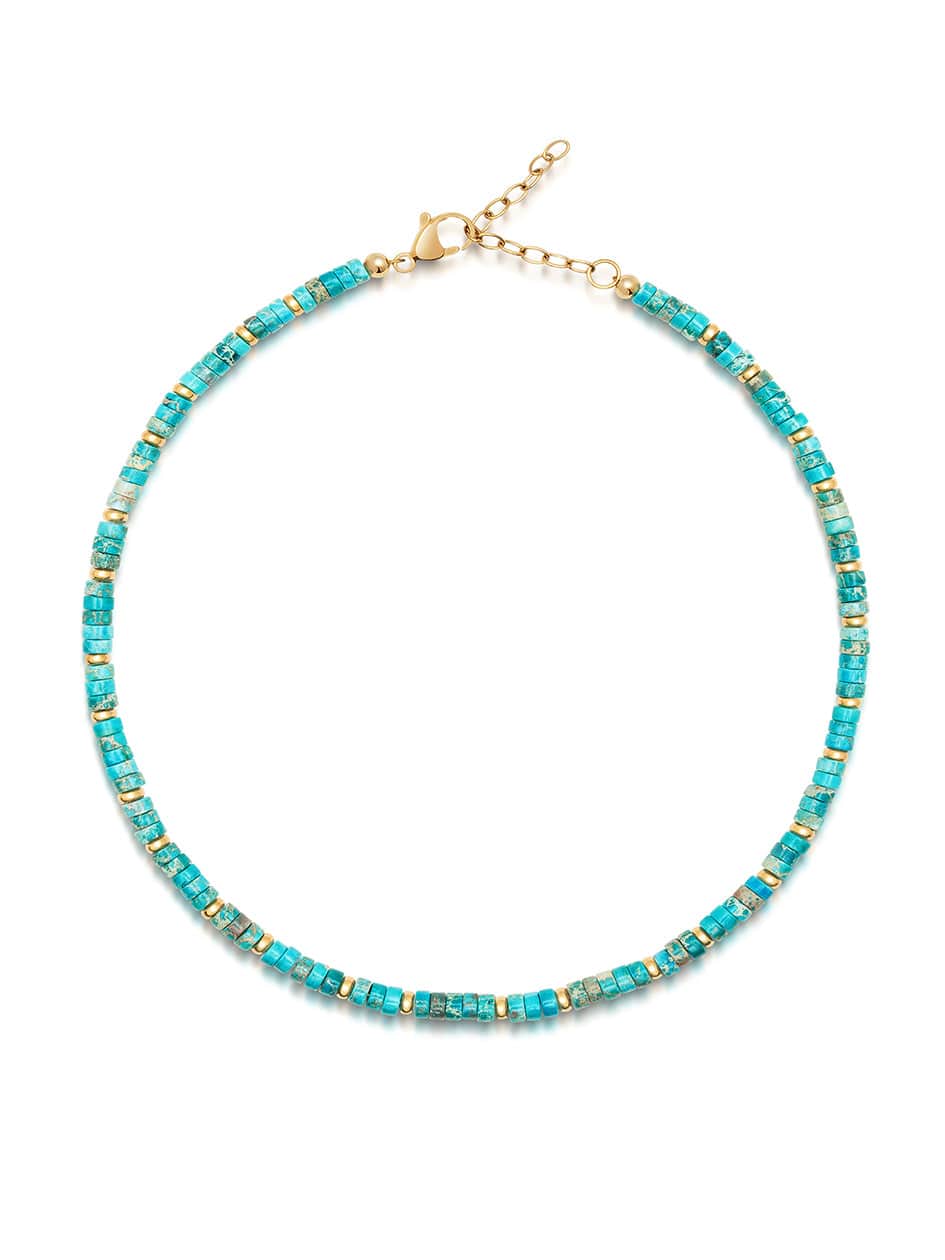 nialaya Heishi Turquoise Choker with Gold