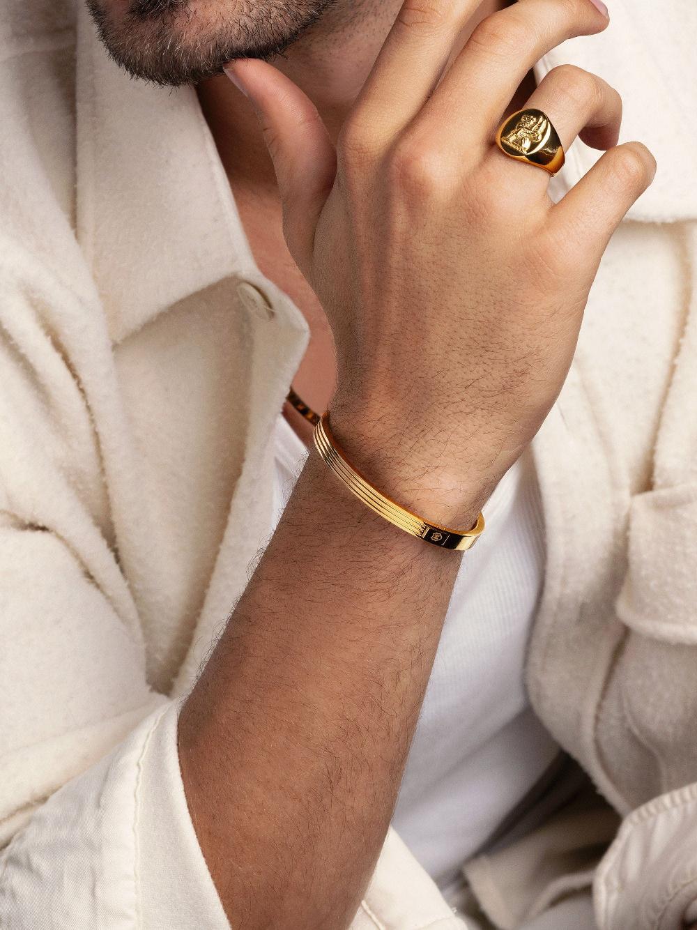Nialaya Men's Gold Gentleman Bangle