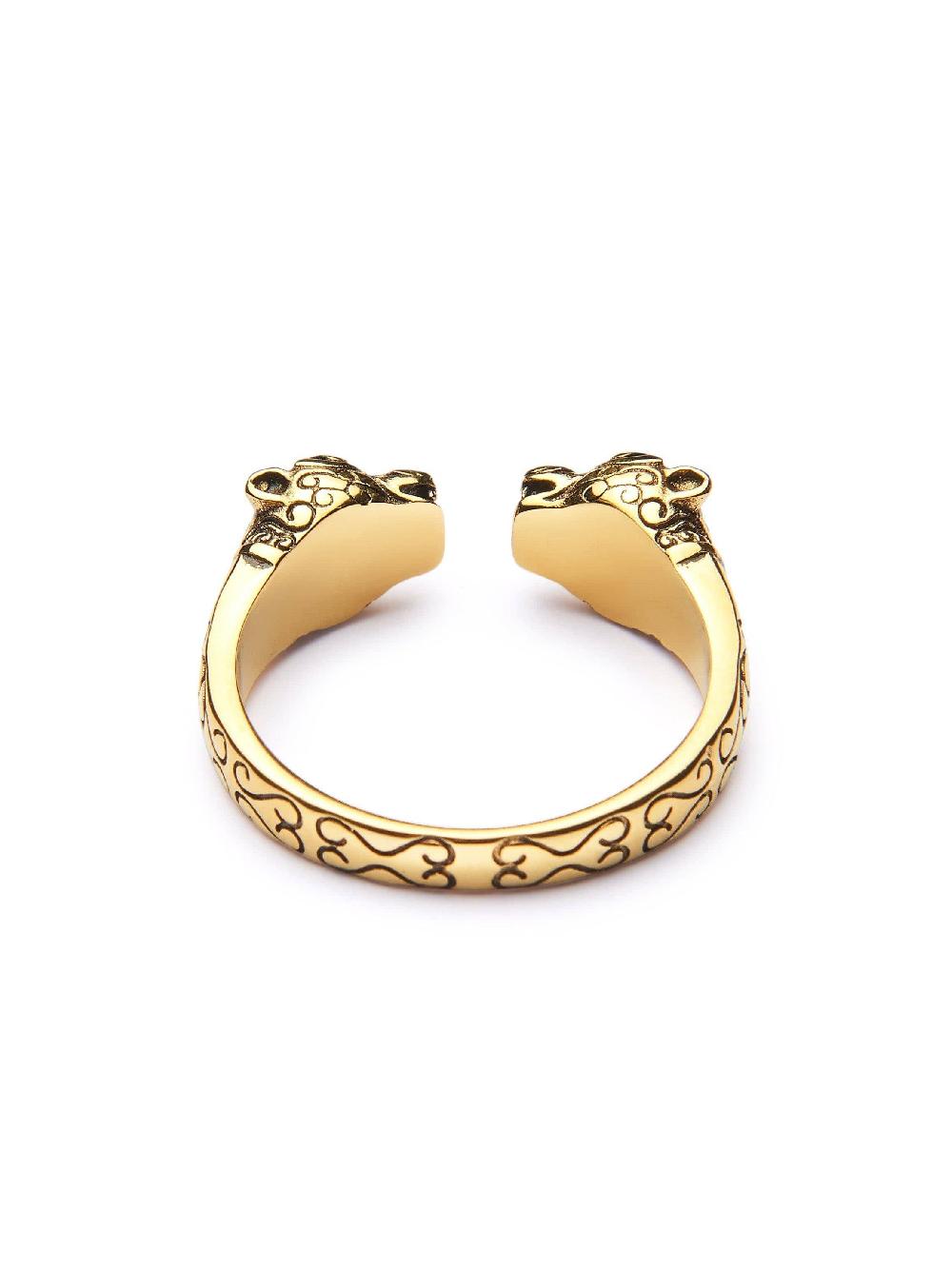 Nialaya Men's Gold Panther Ring