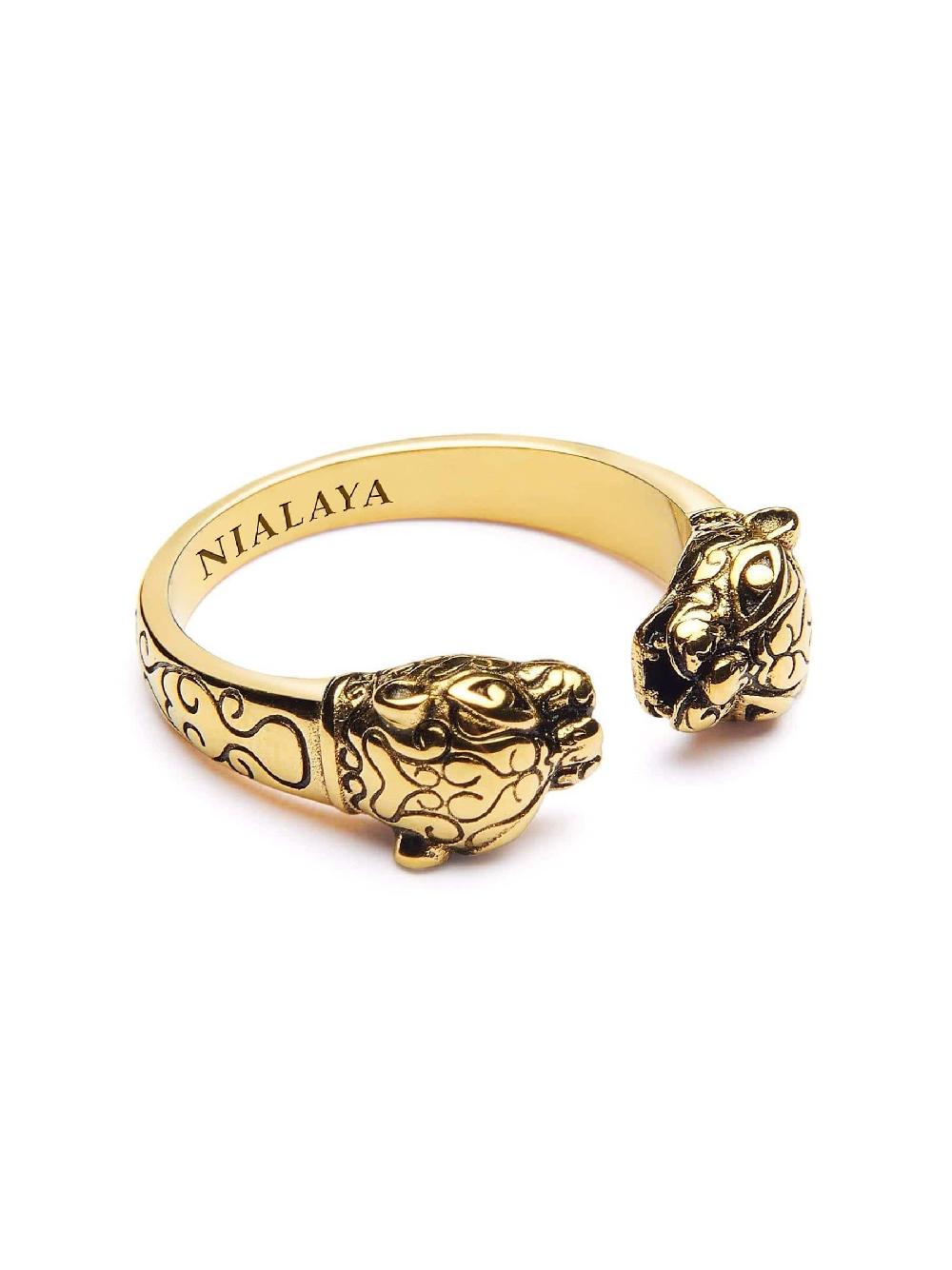 nialaya Men's Gold Panther Ring