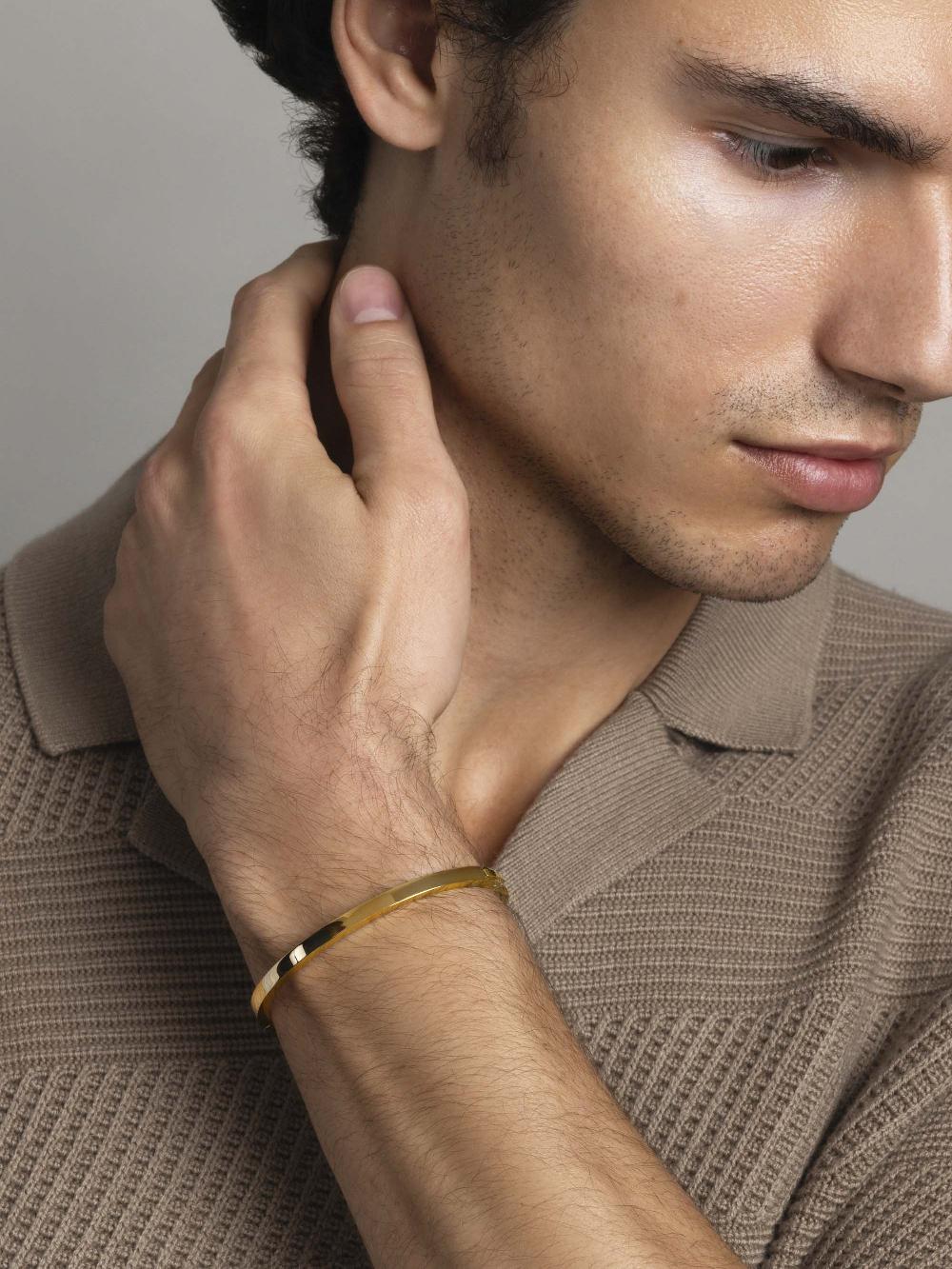 Nialaya Men's Gold Simplicity Bangle