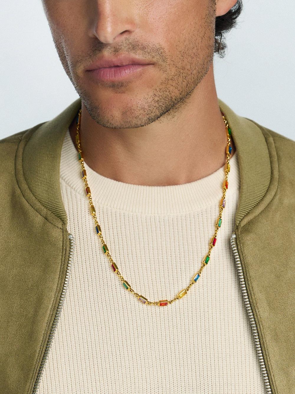 Nialaya Men's Rectangle Tennis Necklace