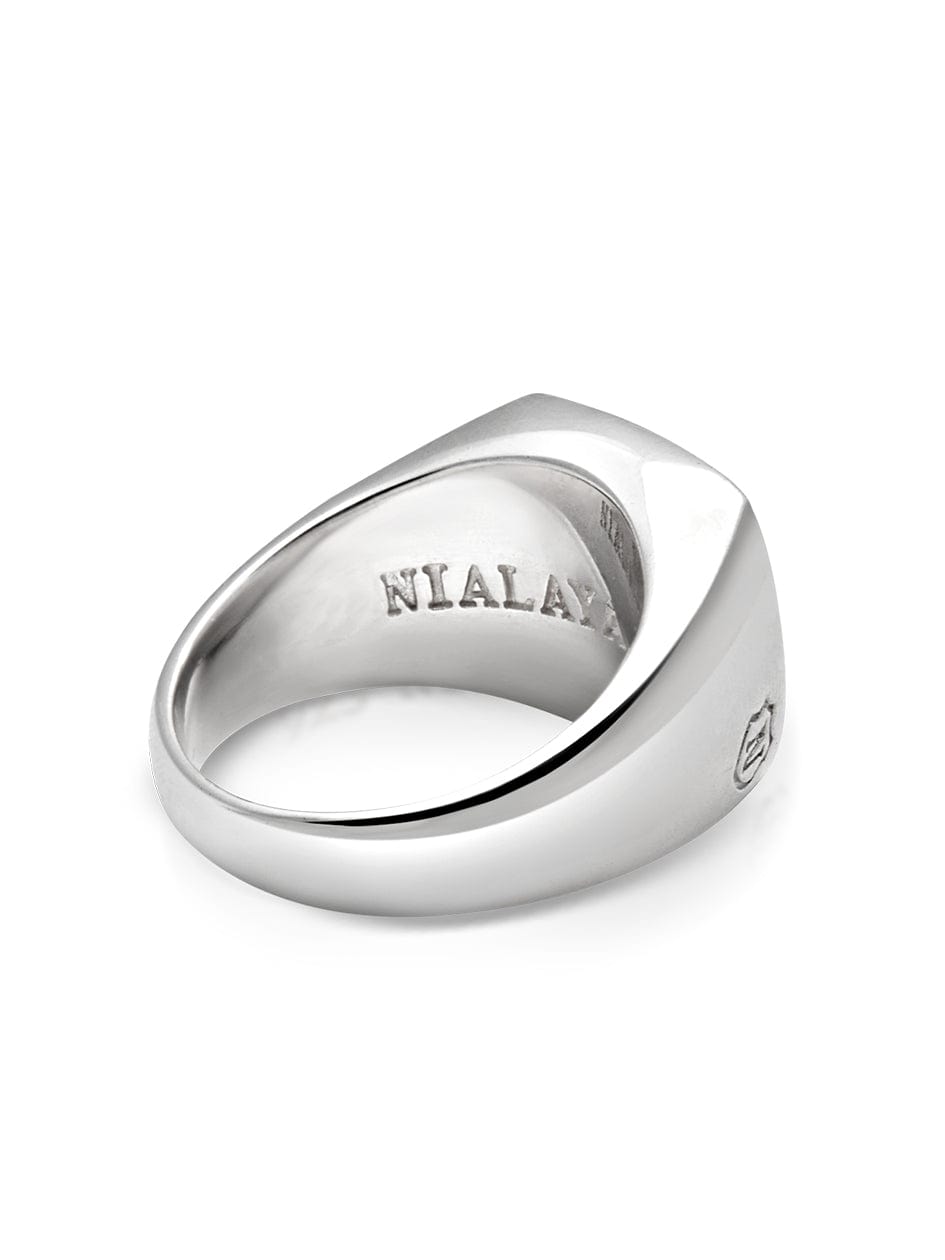 Nialaya Men's Silver Signet Ring With Onyx