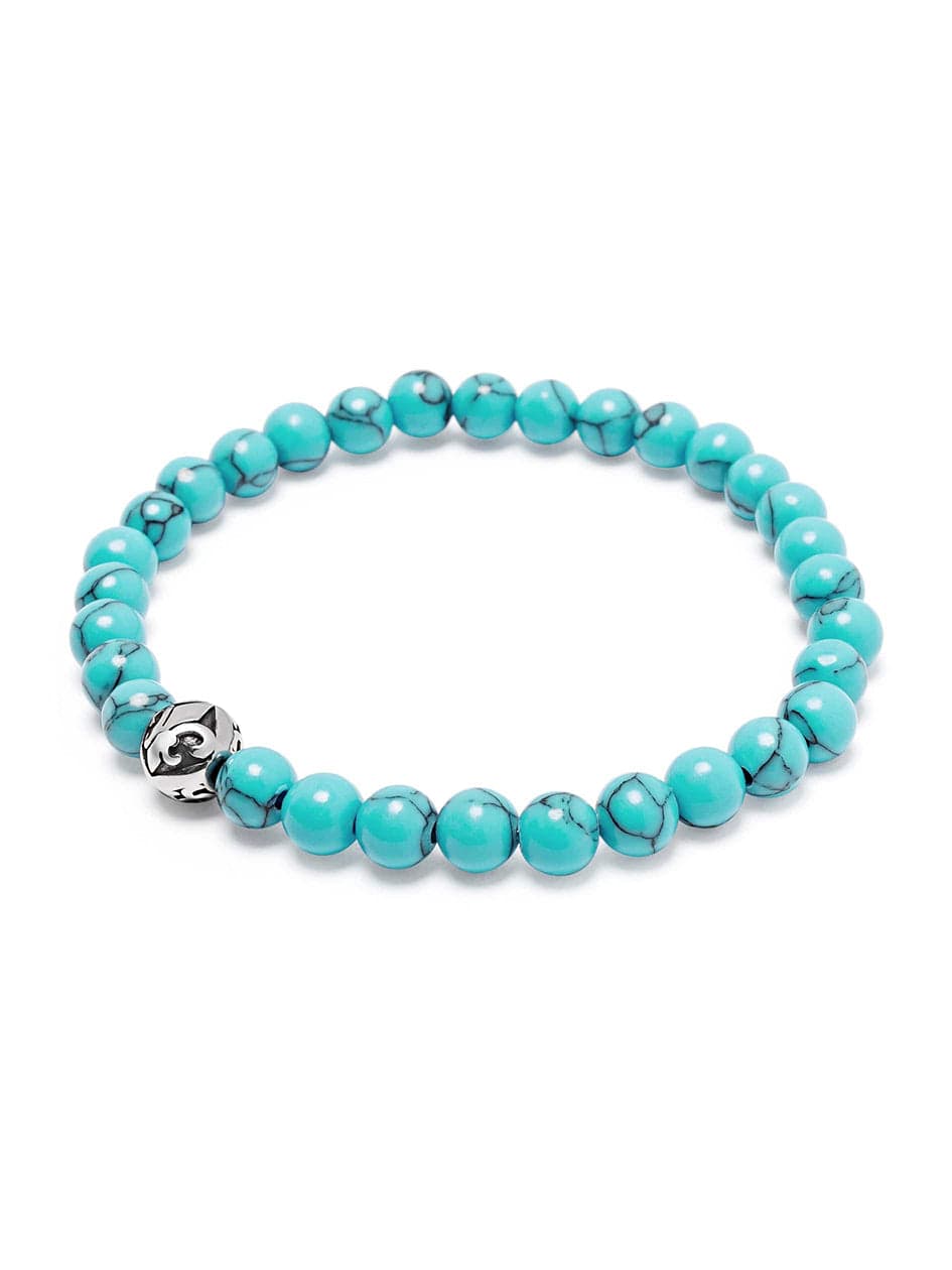 Nialaya Men's Wristband With Turquoise And Silver