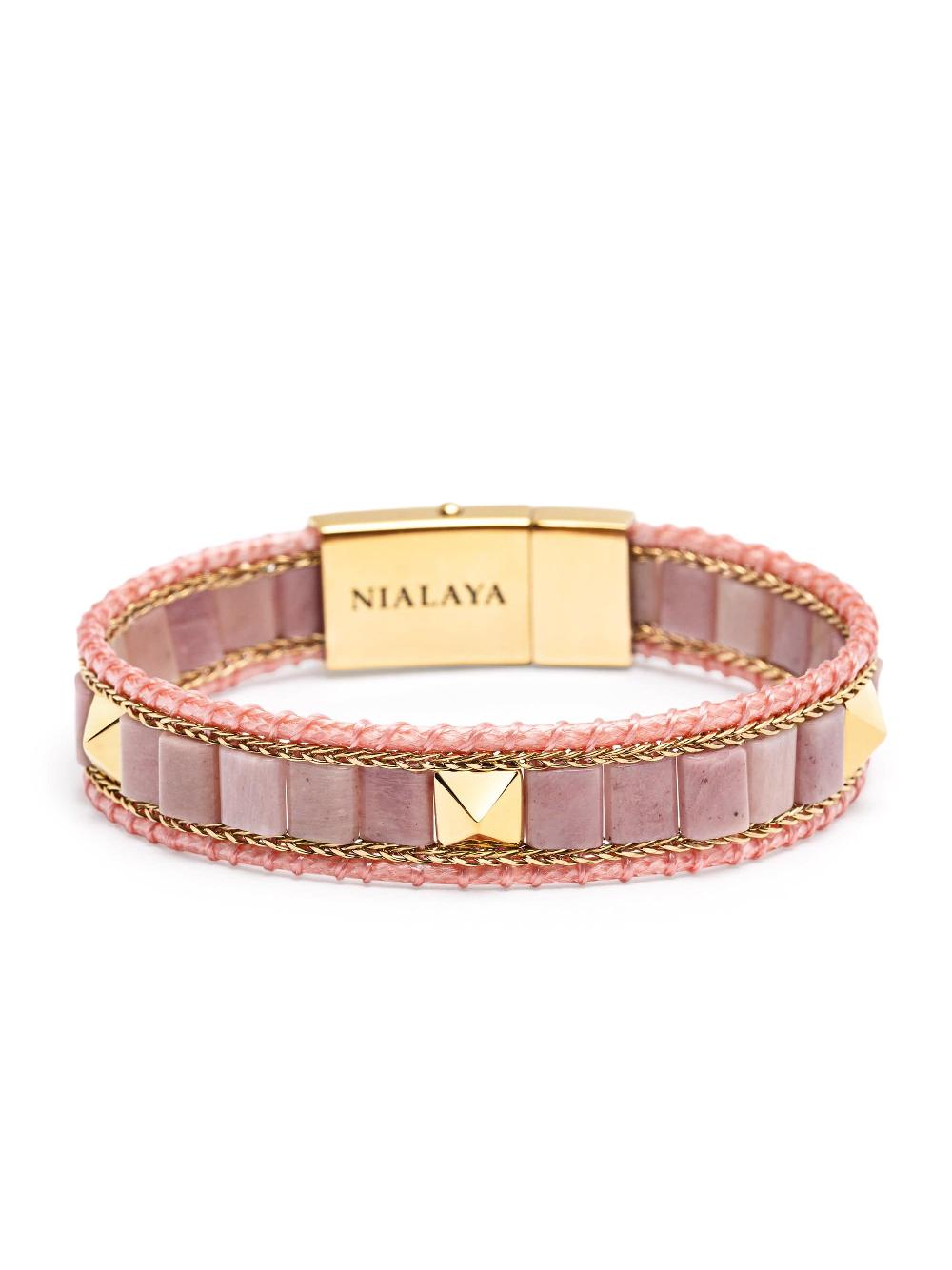 Nialaya Rhodonite Stud Bracelet
