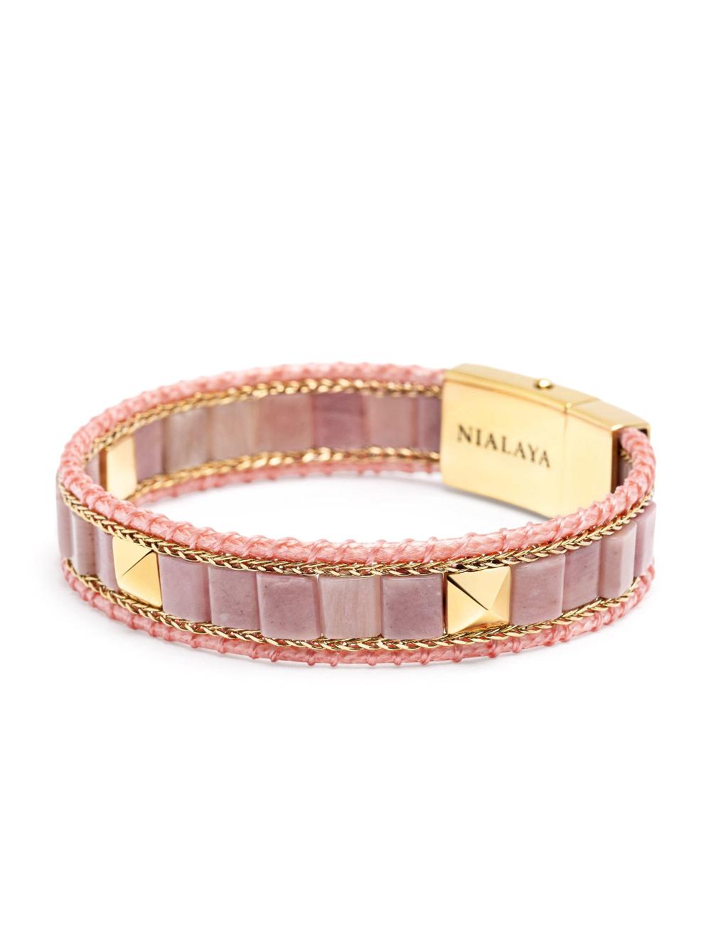 Nialaya Rhodonite Stud Bracelet