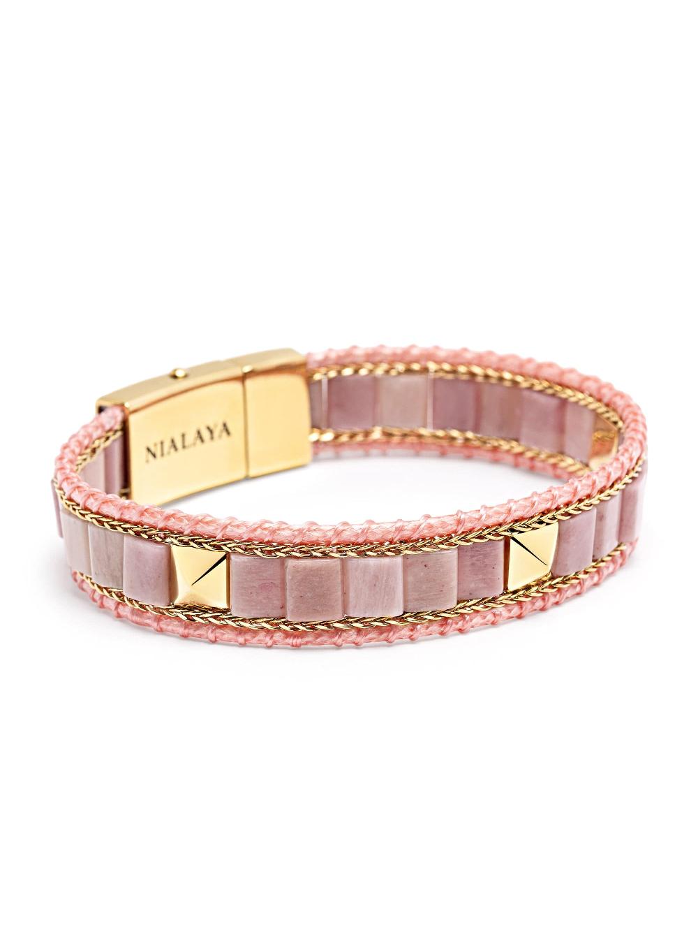 nialaya Rhodonite Stud Bracelet