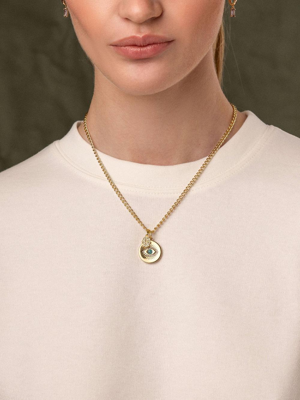 Nialaya Skyfall Evil Eye And Hamsa Hand Necklace