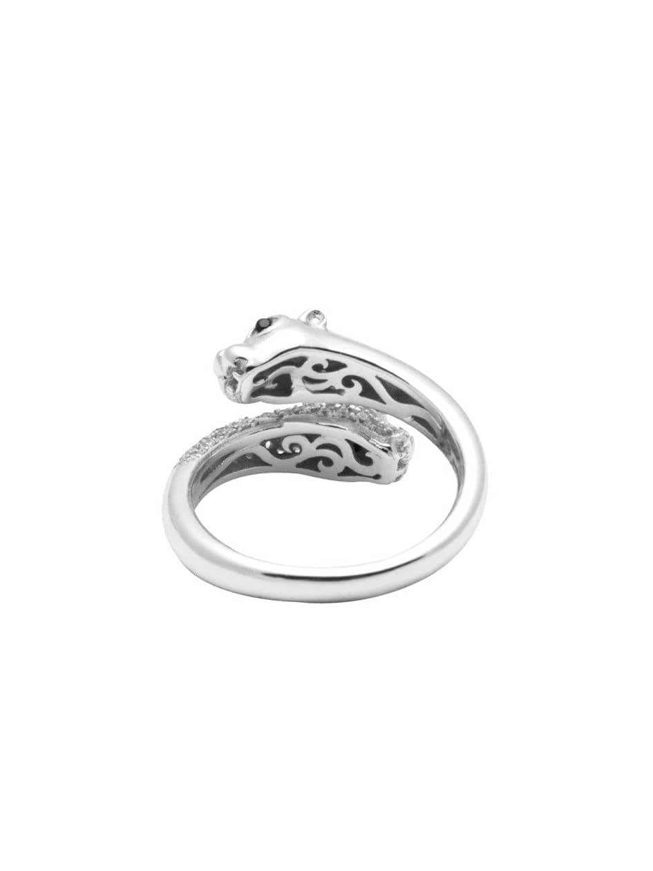 Nialaya Twisted Sterling Silver Panther Ring