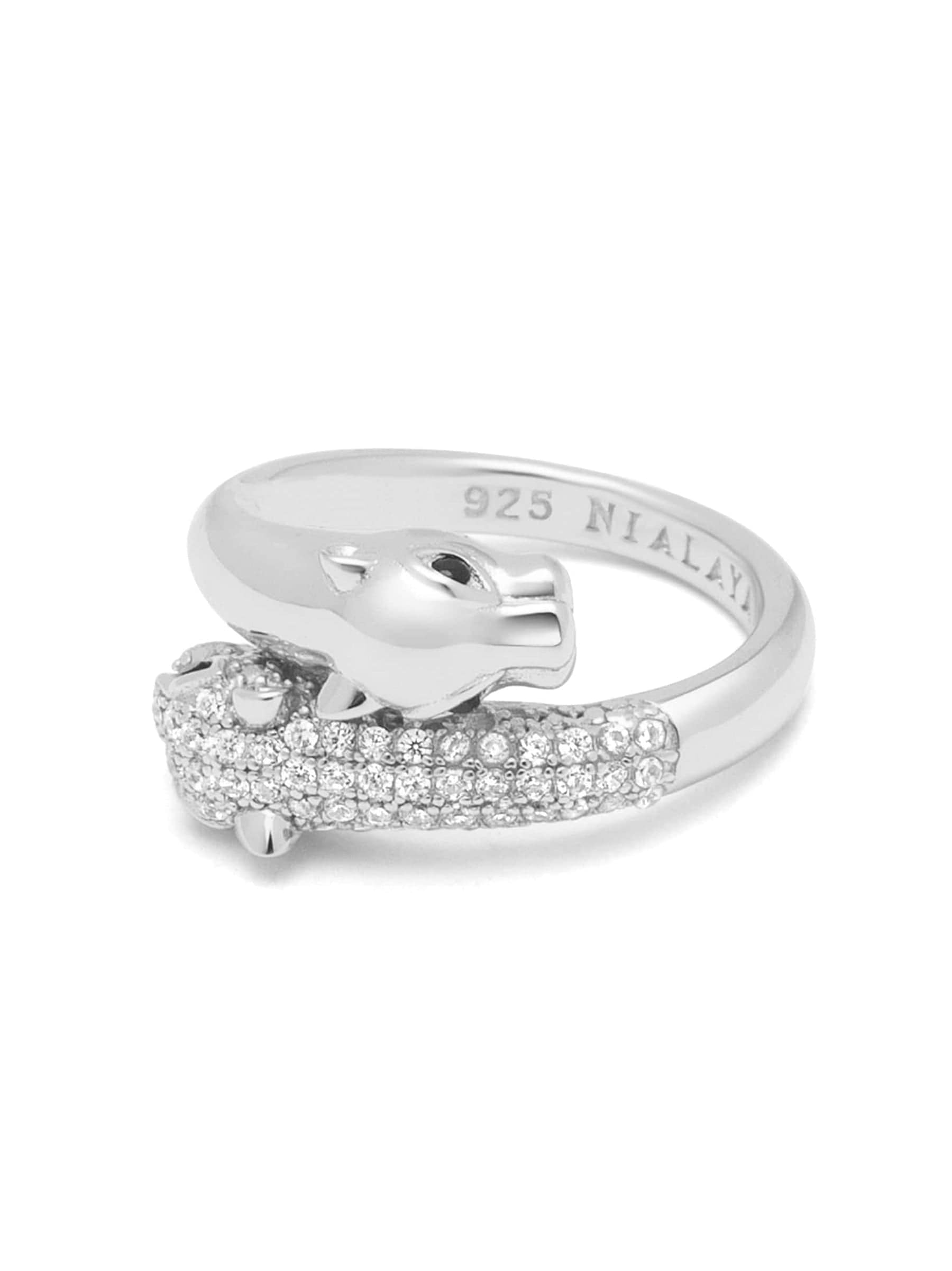 Nialaya Twisted Sterling Silver Panther Ring