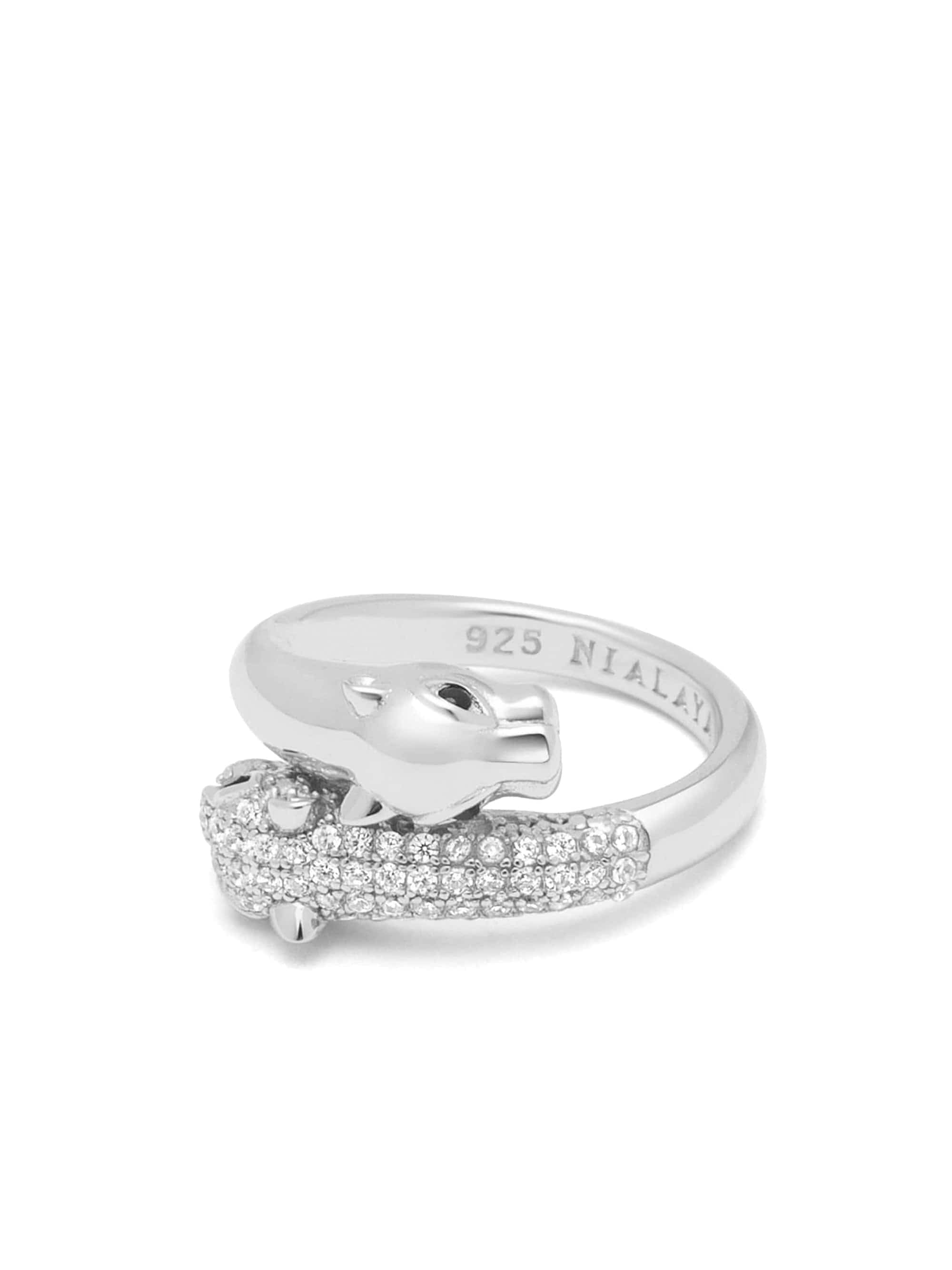 nialaya Twisted Sterling Silver Panther Ring