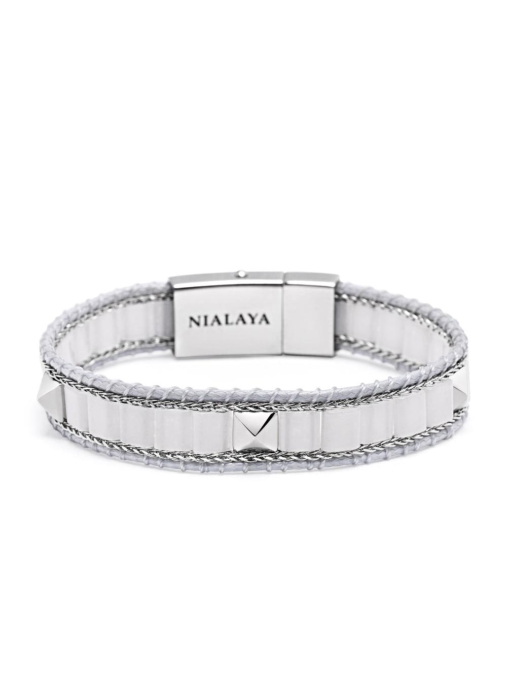 Nialaya White Jade Stud Bracelet