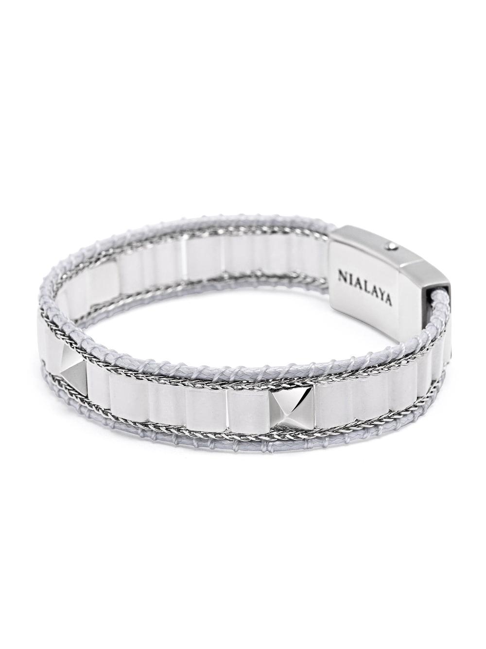 Nialaya White Jade Stud Bracelet