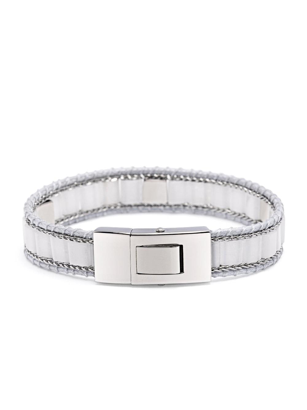 Nialaya White Jade Stud Bracelet