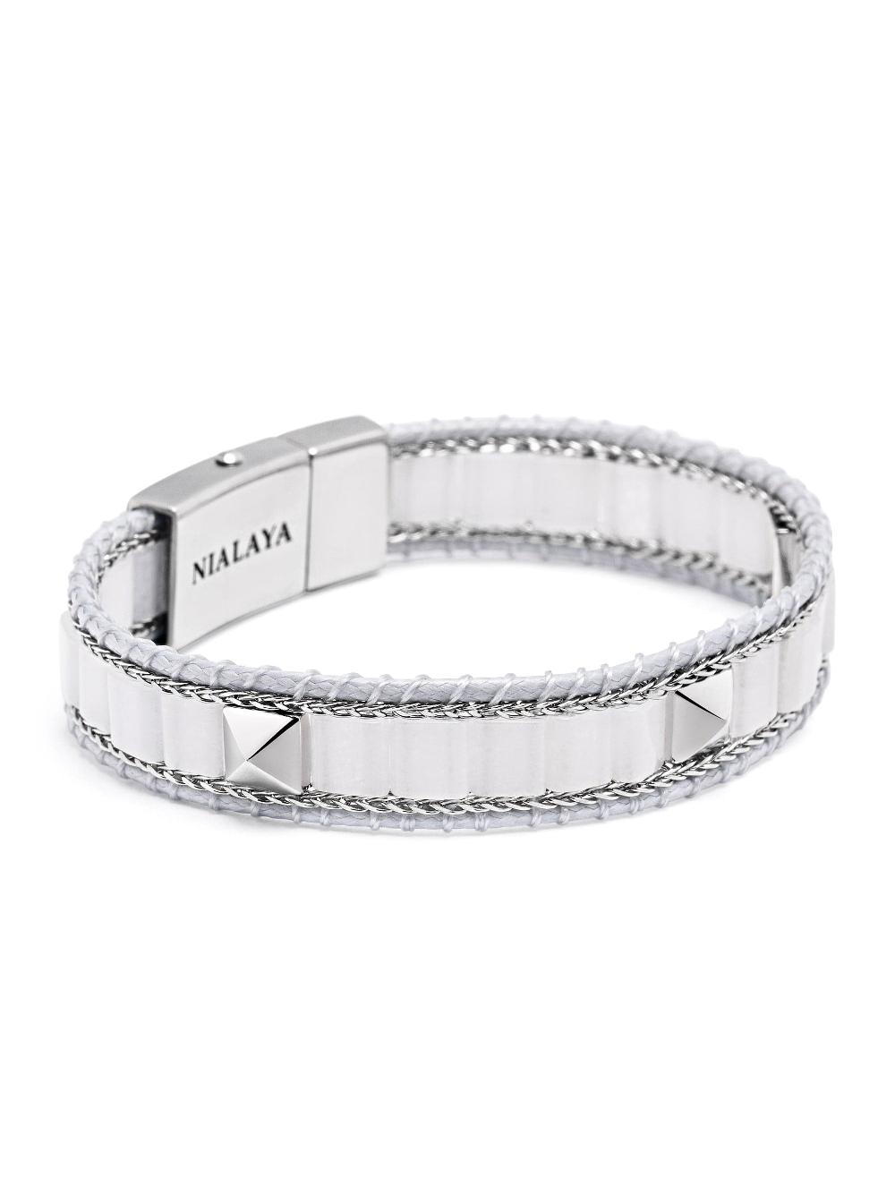 nialaya White Jade Stud Bracelet