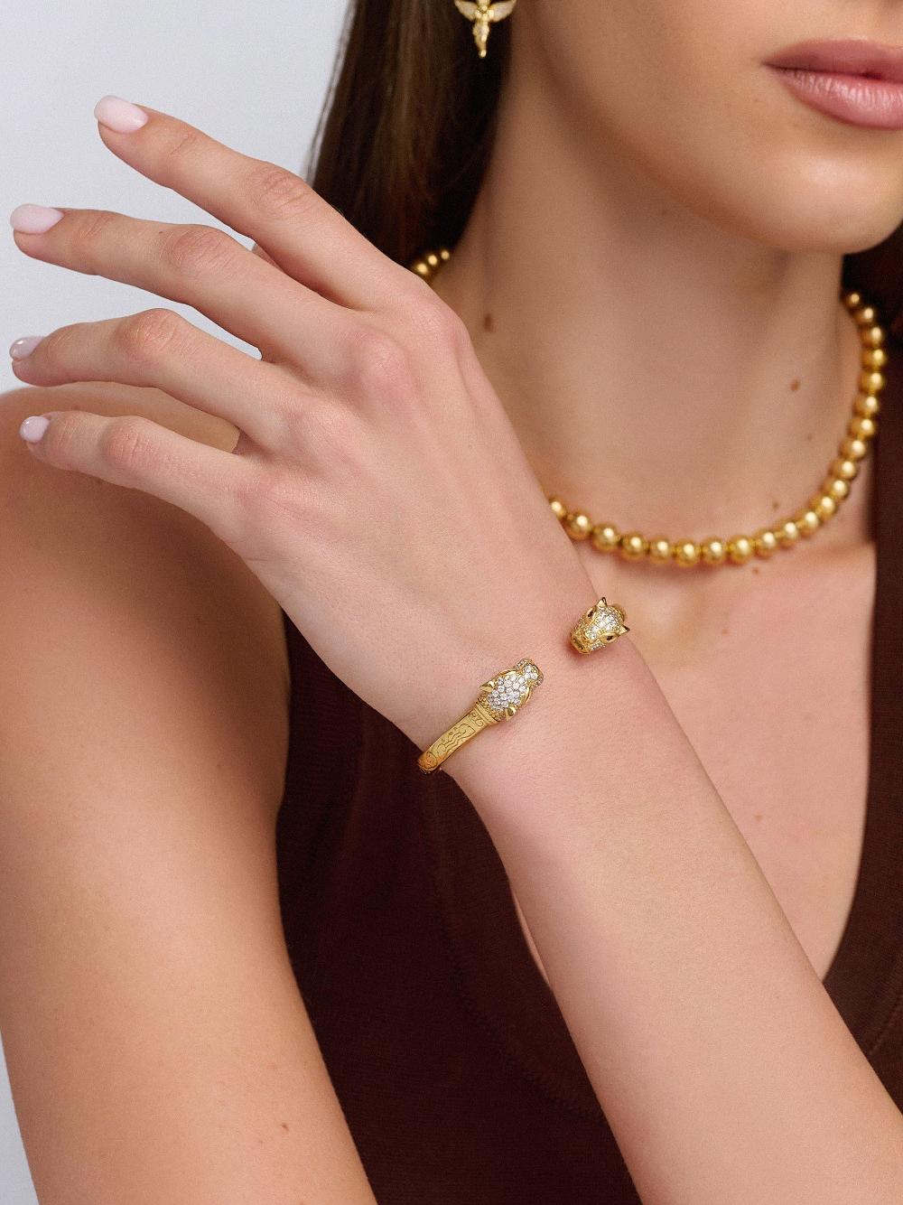 Nialaya Women's CZ Panther Bangle In Gold