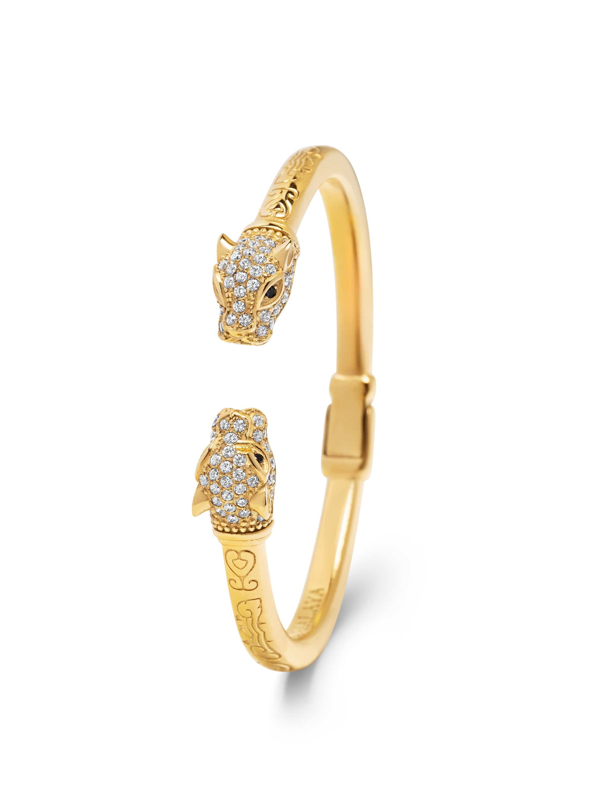 nialaya Women's CZ Panther Bangle in Gold