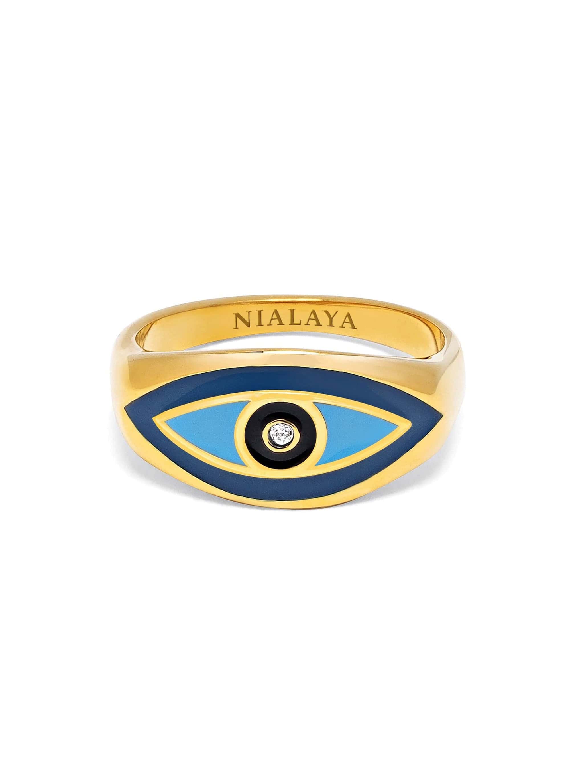 nialaya Women's Gold Evil Eye Ring