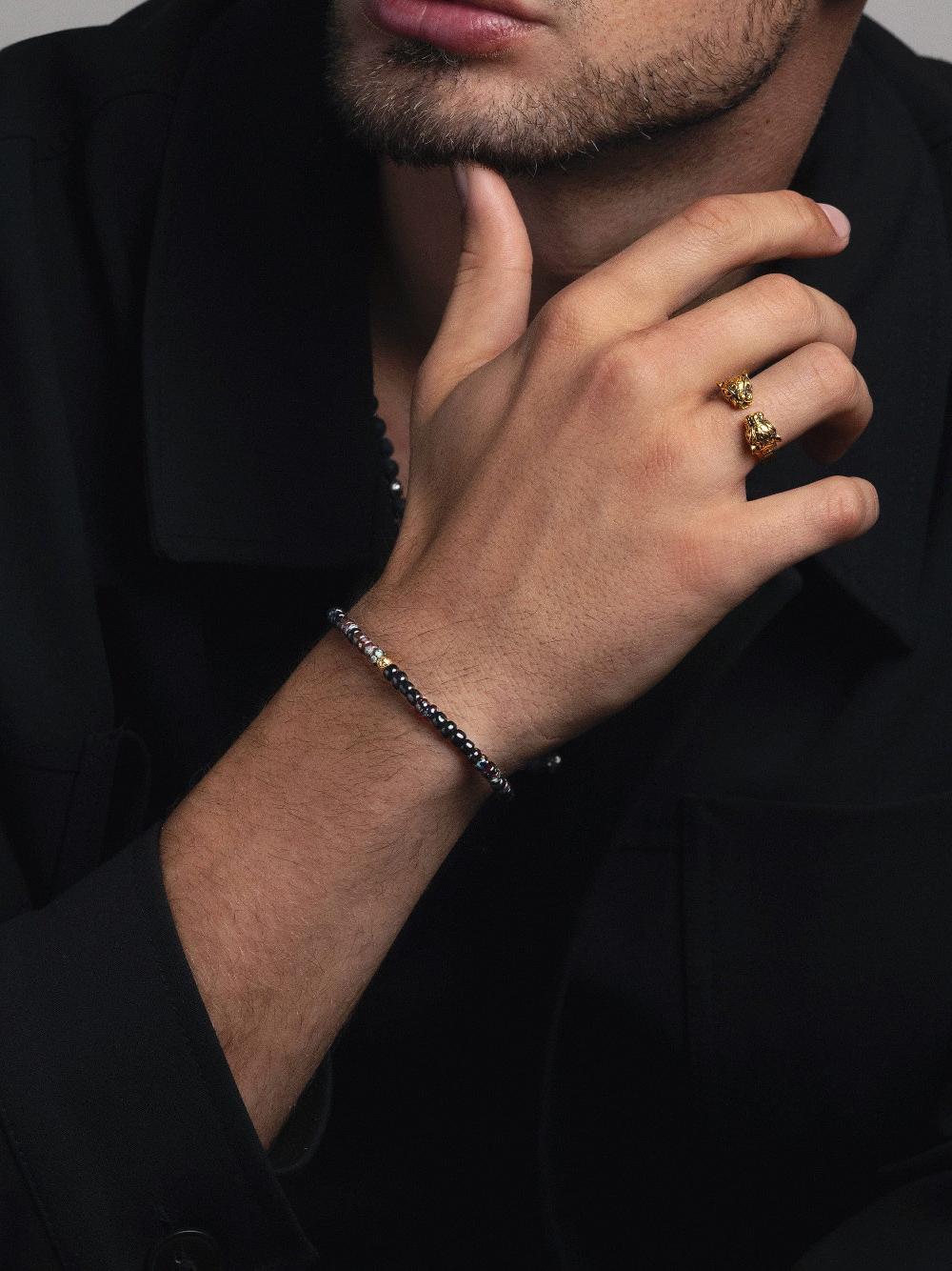 Nialaya Wristband With Dark Miyuki Beads