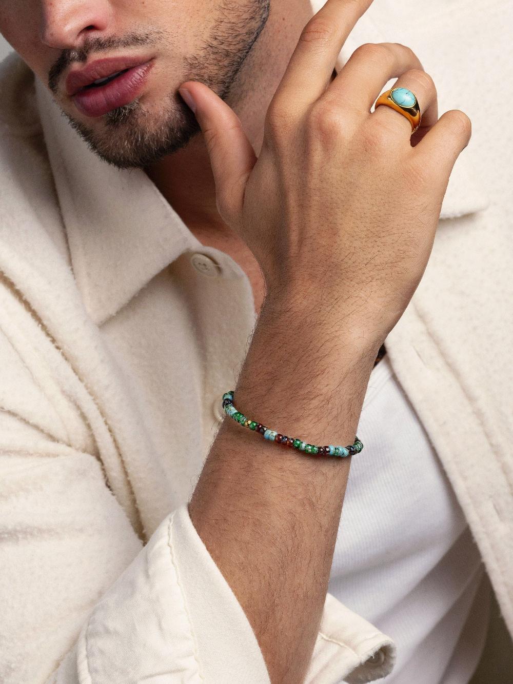 Nialaya Wristband With Green Miyuki Beads