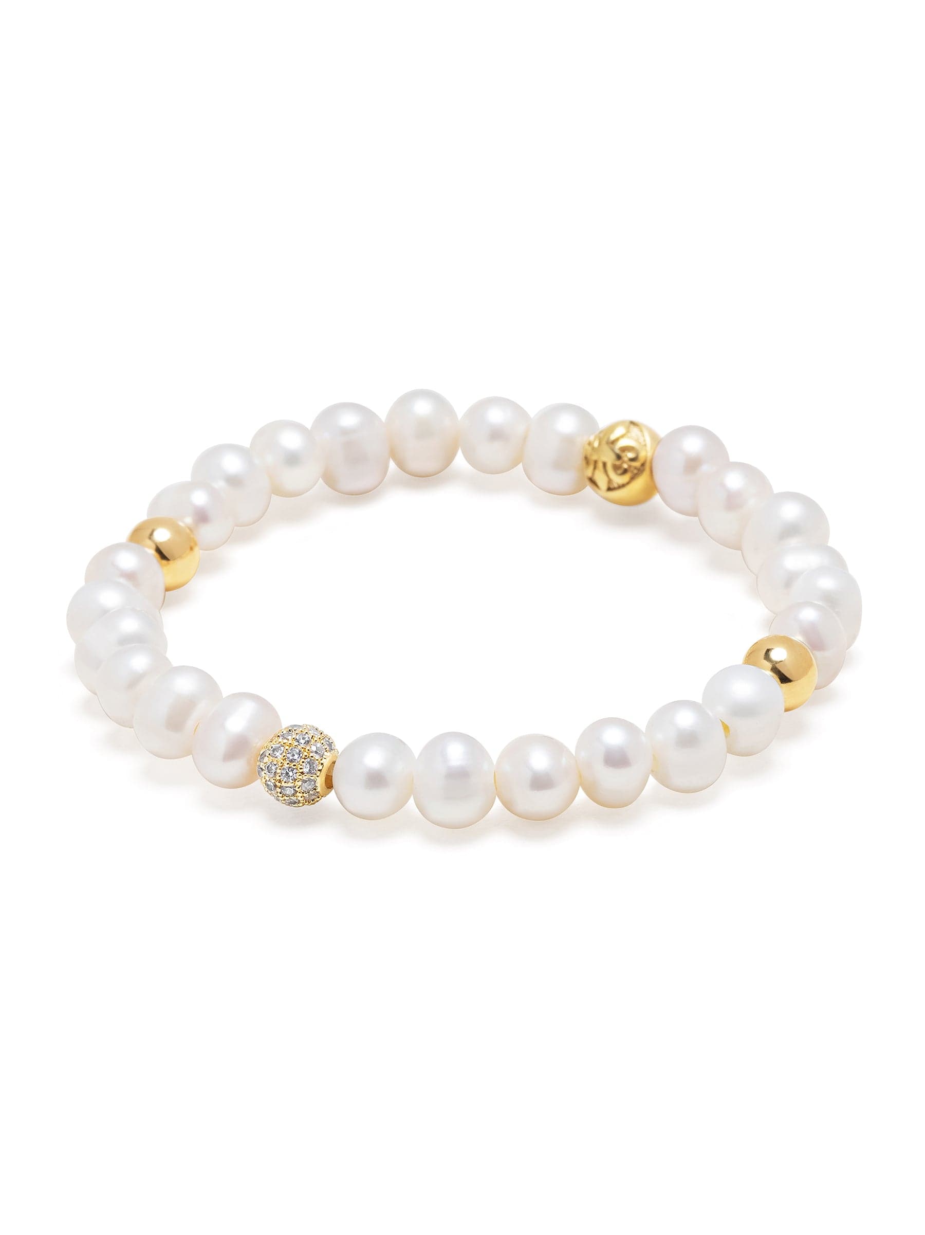 Nialaya Wristband With Pearl And Gold