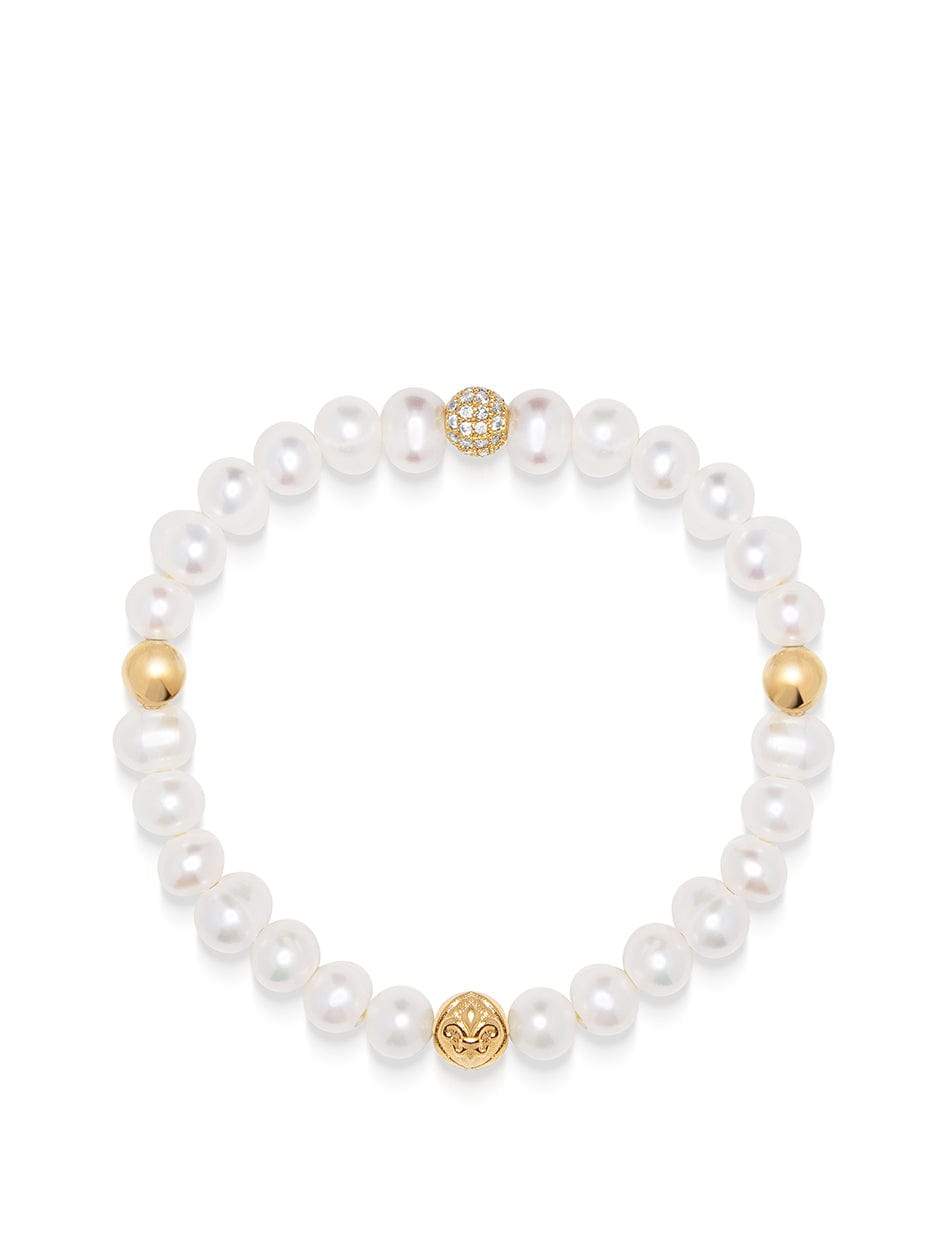 nialaya Wristband with Pearl and Gold