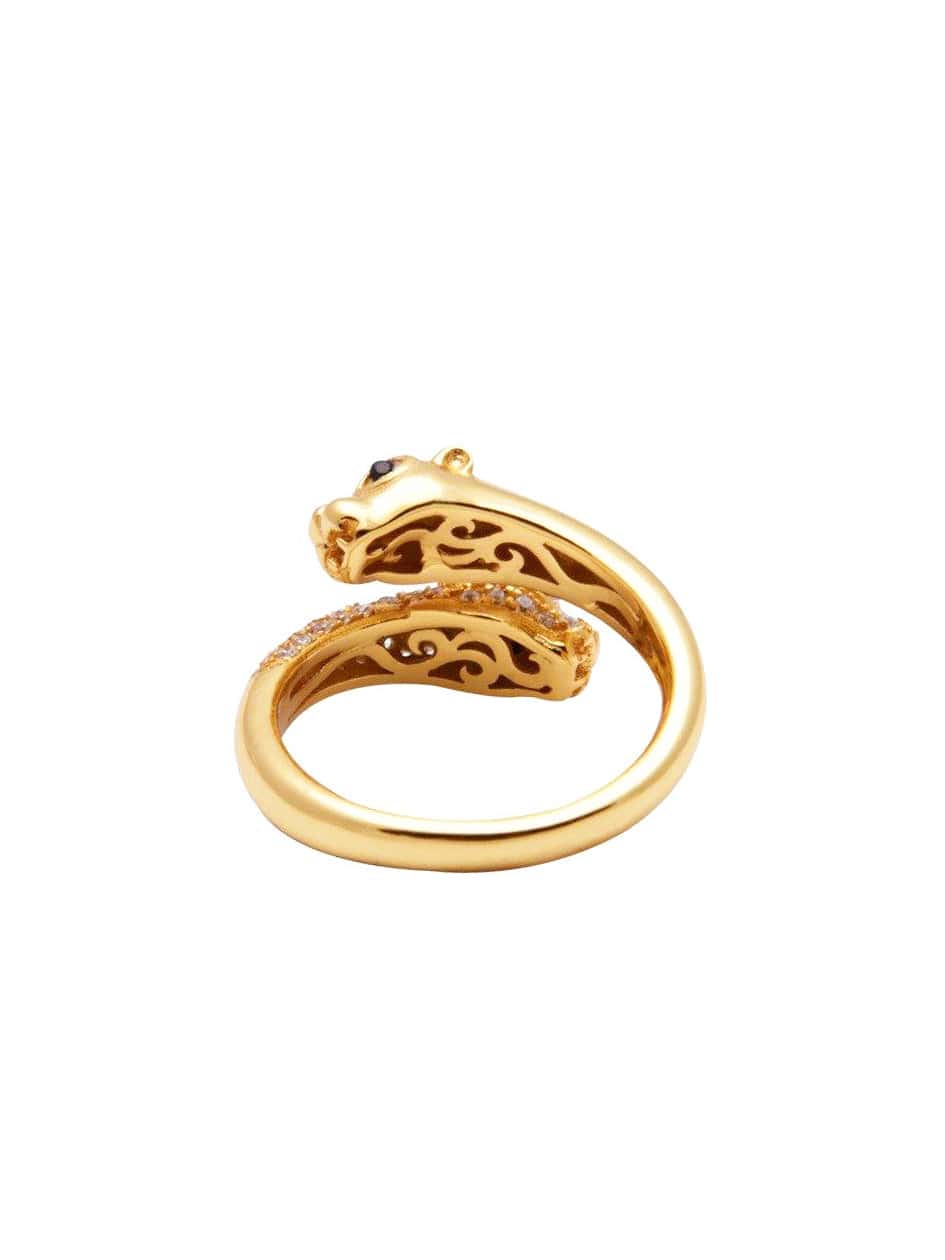 Nialaya Twisted Sterling Silver Panther Ring In Gold