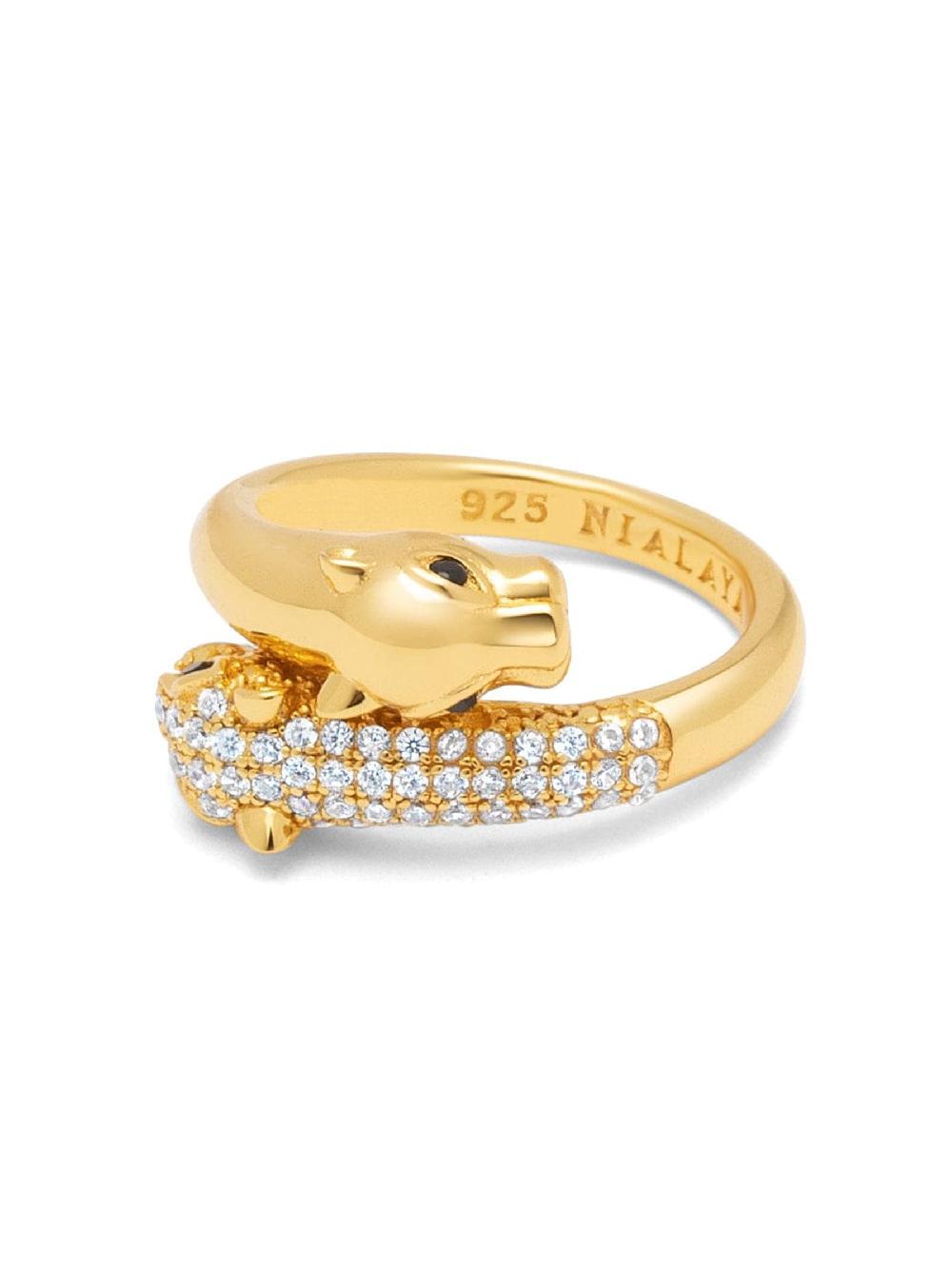 Nialaya Twisted Sterling Silver Panther Ring In Gold