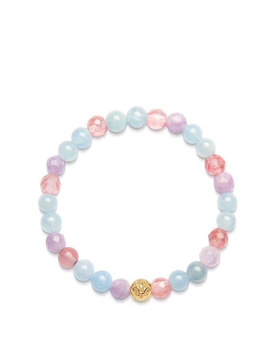 nialaya Women's Wristband with Cherry Quartz Amethyst Lavender and Aquamarine