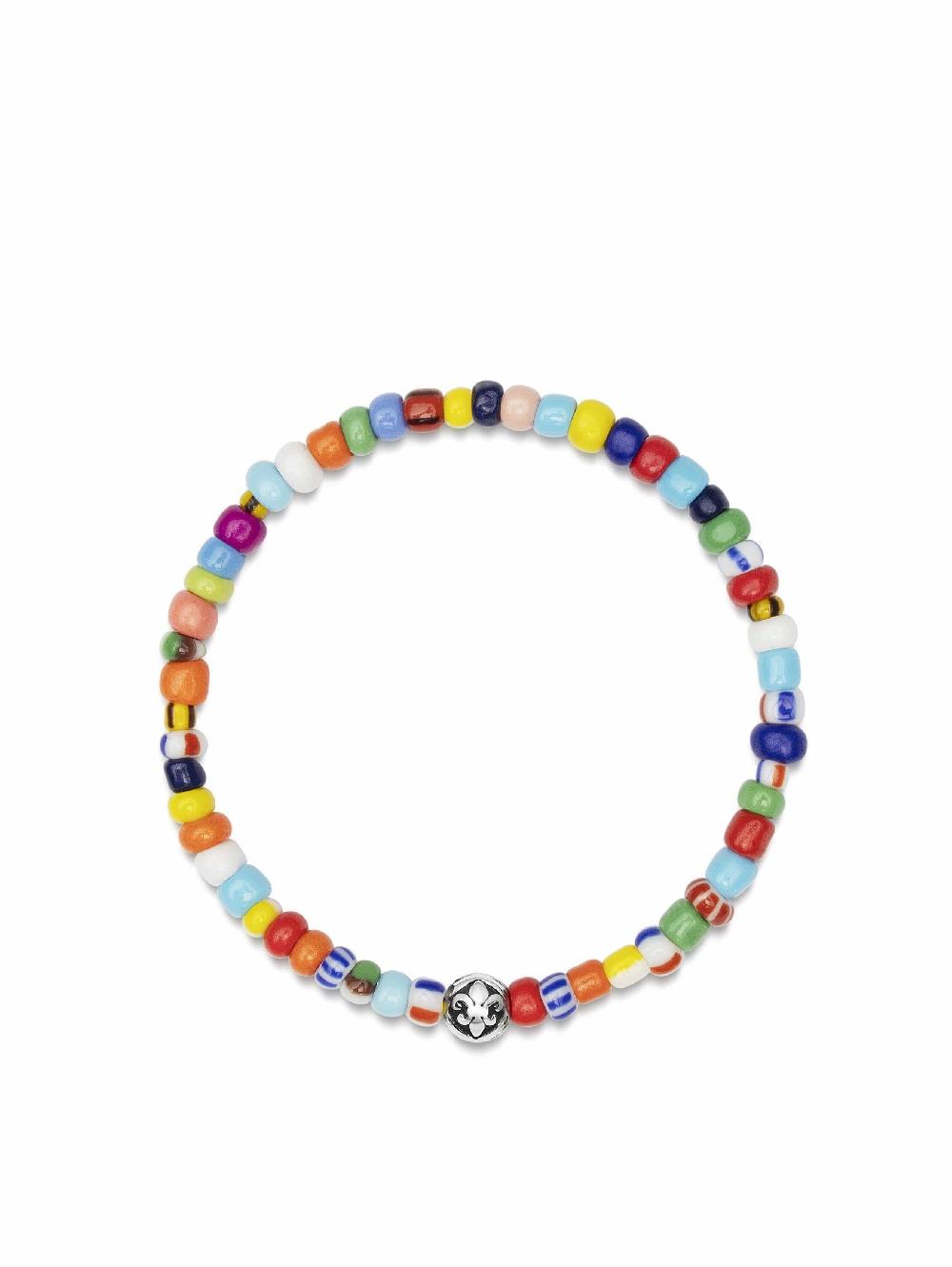 nialaya Wristband with Assorted Vintage Trifocal Beads and Silver