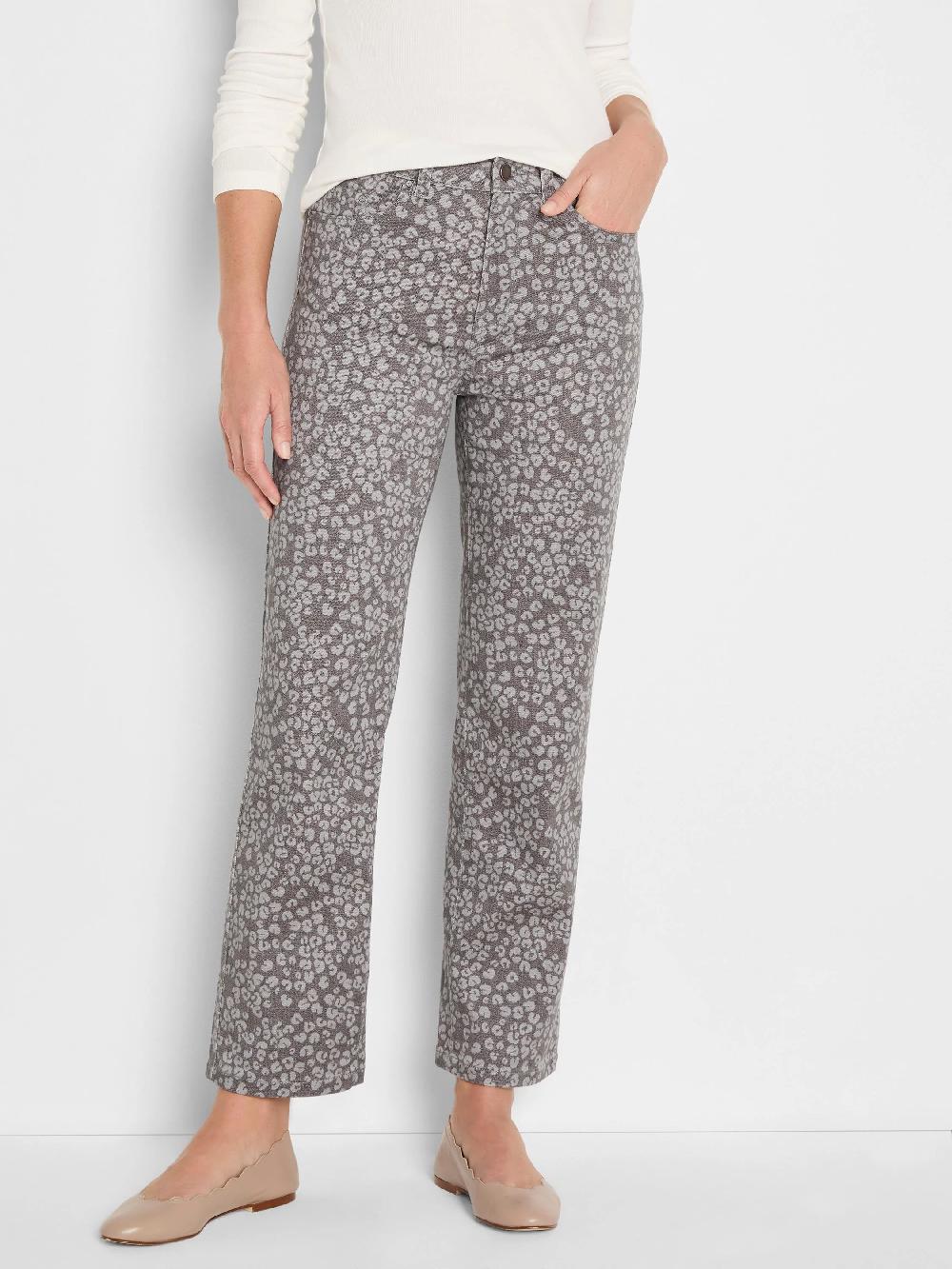 nic zoe 28" Leopard Print Recess Straight Ankle Jeans