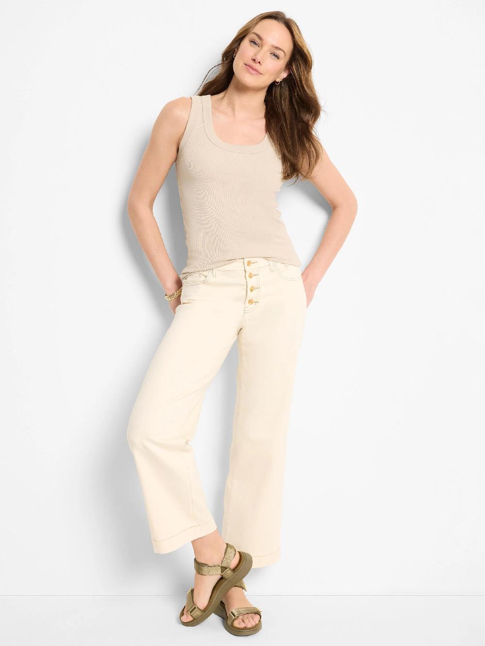 Nic Zoe 28" Horn Button Wide-Leg Jeans