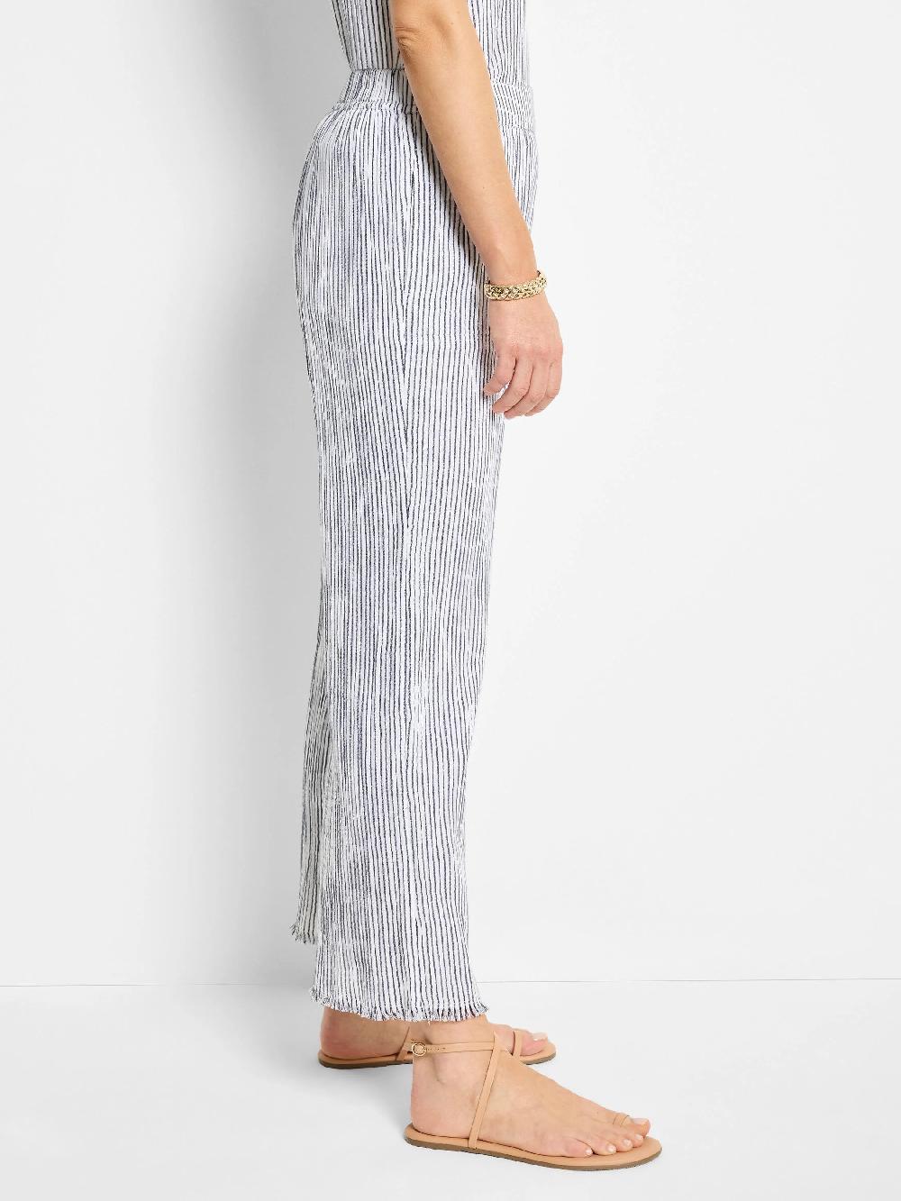 Nic Zoe 28" Pinstripe Gauze Wide-Leg Pant