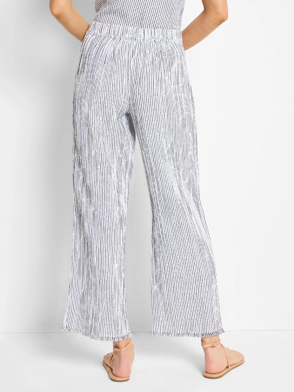 Nic Zoe 28" Pinstripe Gauze Wide-Leg Pant