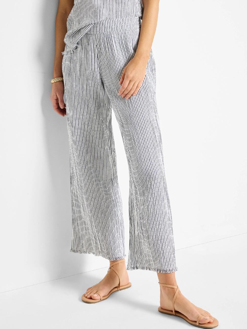 nic zoe 28" Pinstripe Gauze Wide-Leg Pant