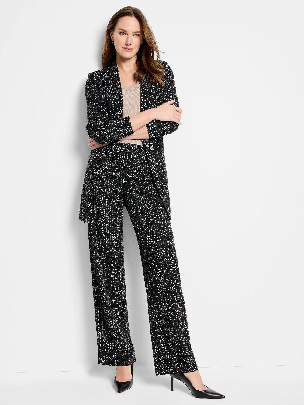 Nic Zoe 30.5" Lenox Wide Leg Dotty Grid Knit Pant