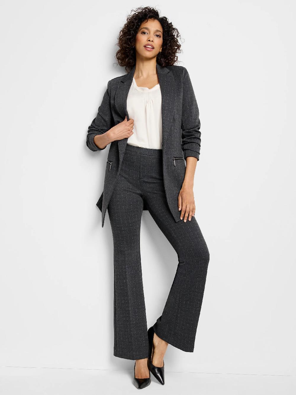 Nic Zoe 30.5" Pinstripe Knit Bootcut Pant