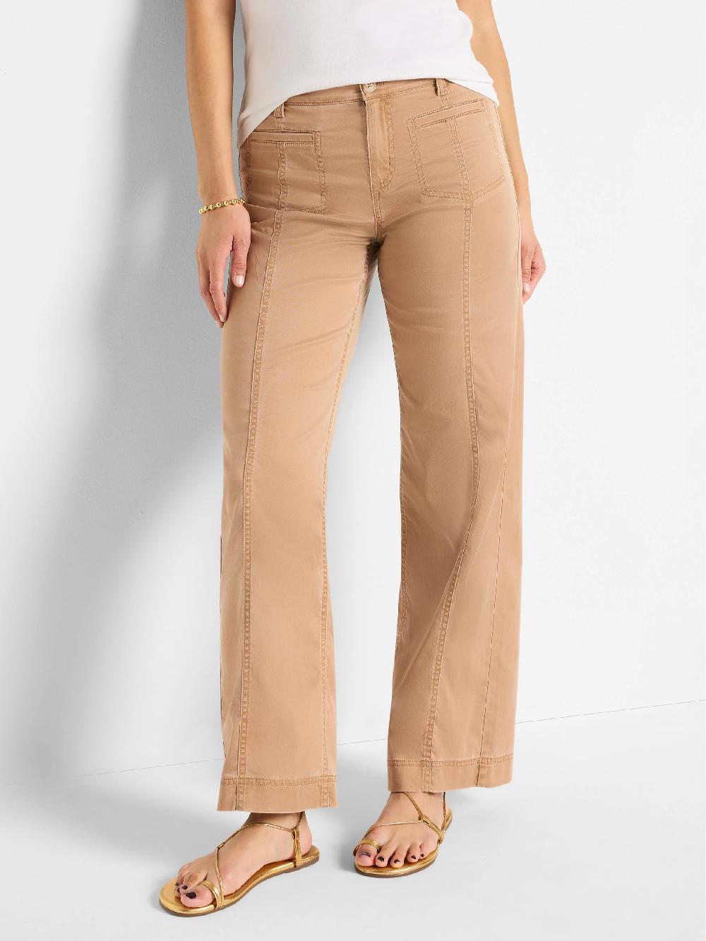 nic zoe 31" Cotton Sateen Wide Leg Pant