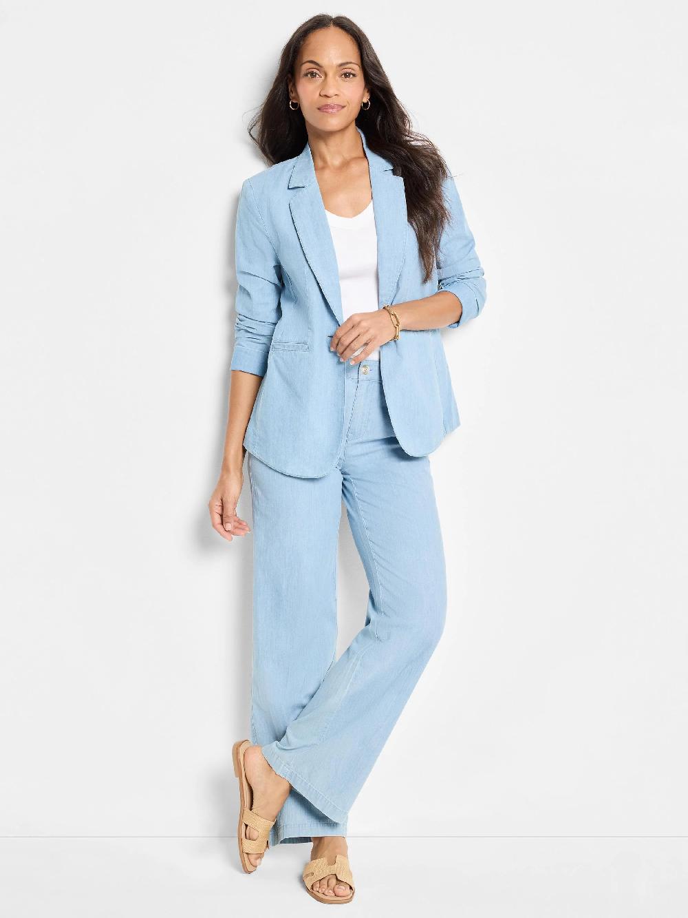 Nic Zoe 31" Denim Linen Wide-Leg Pant