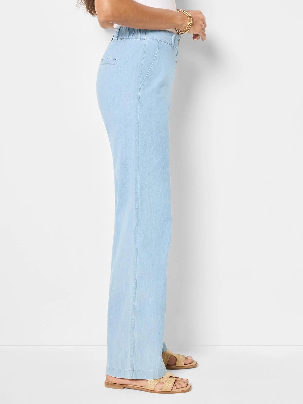 Nic Zoe 31" Denim Linen Wide-Leg Pant