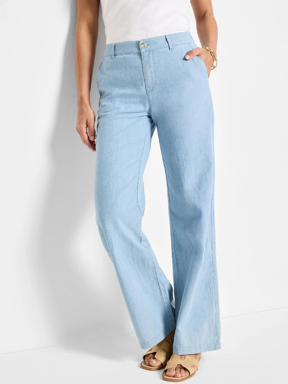 nic zoe 31" Denim Linen Wide-Leg Pant