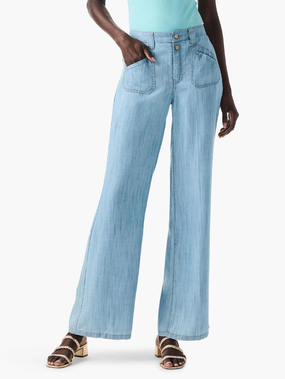 nic zoe 31" Drapey Denim Wide Leg Jeans