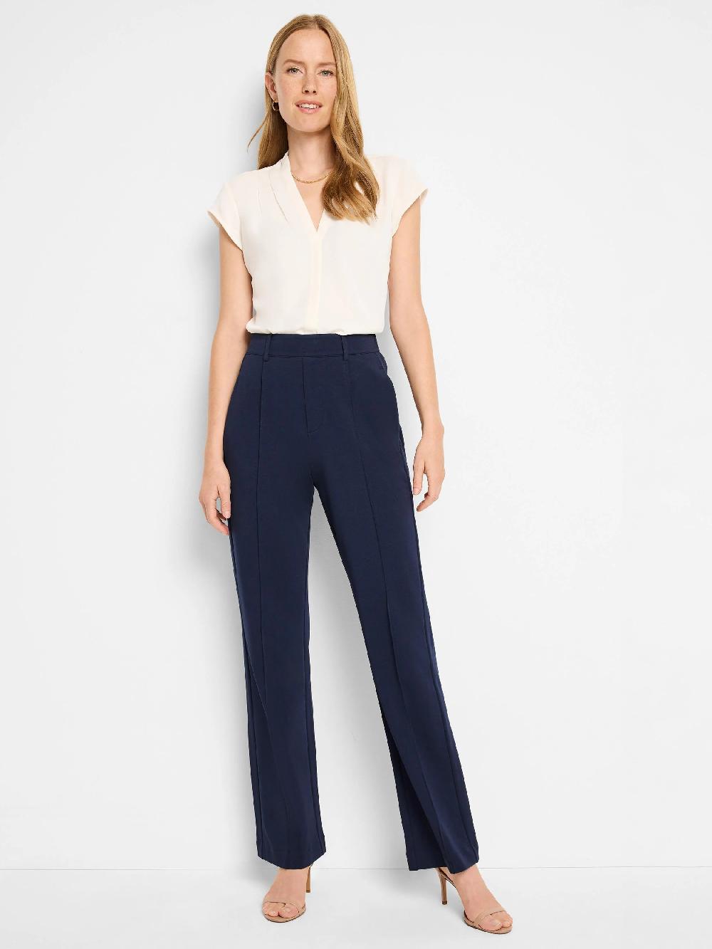 Nic Zoe 31" Knit Wide Leg Pleated Pant