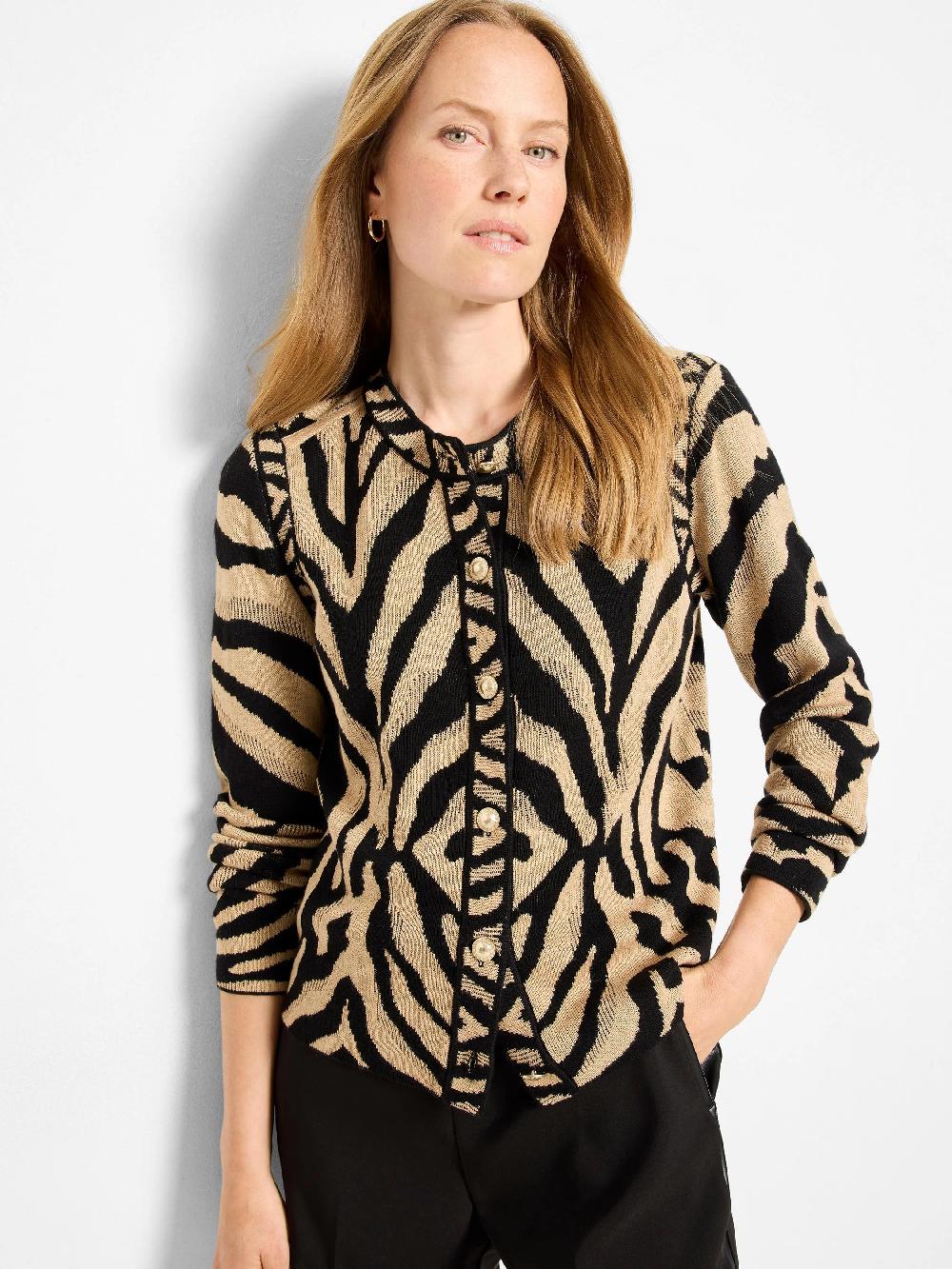 Nic Zoe Animal Jacquard Cardigan
