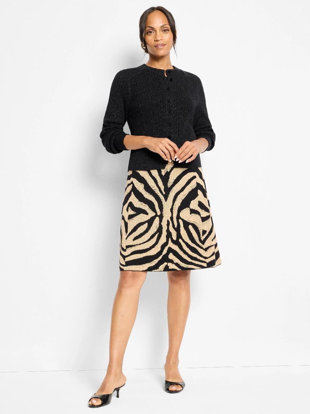 Nic Zoe Animal Jacquard Knit Skirt