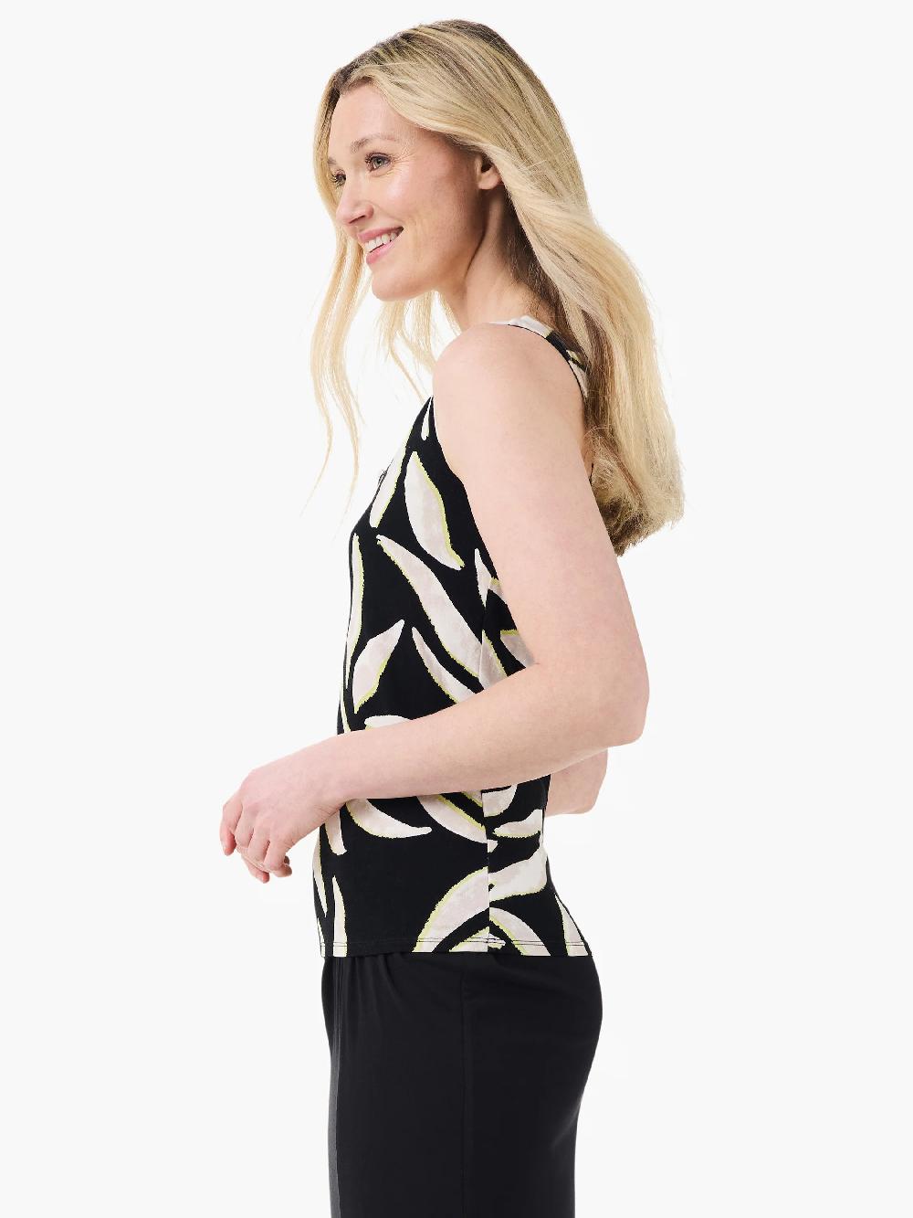 Nic Zoe Breezy Leaves Split Neck Tank