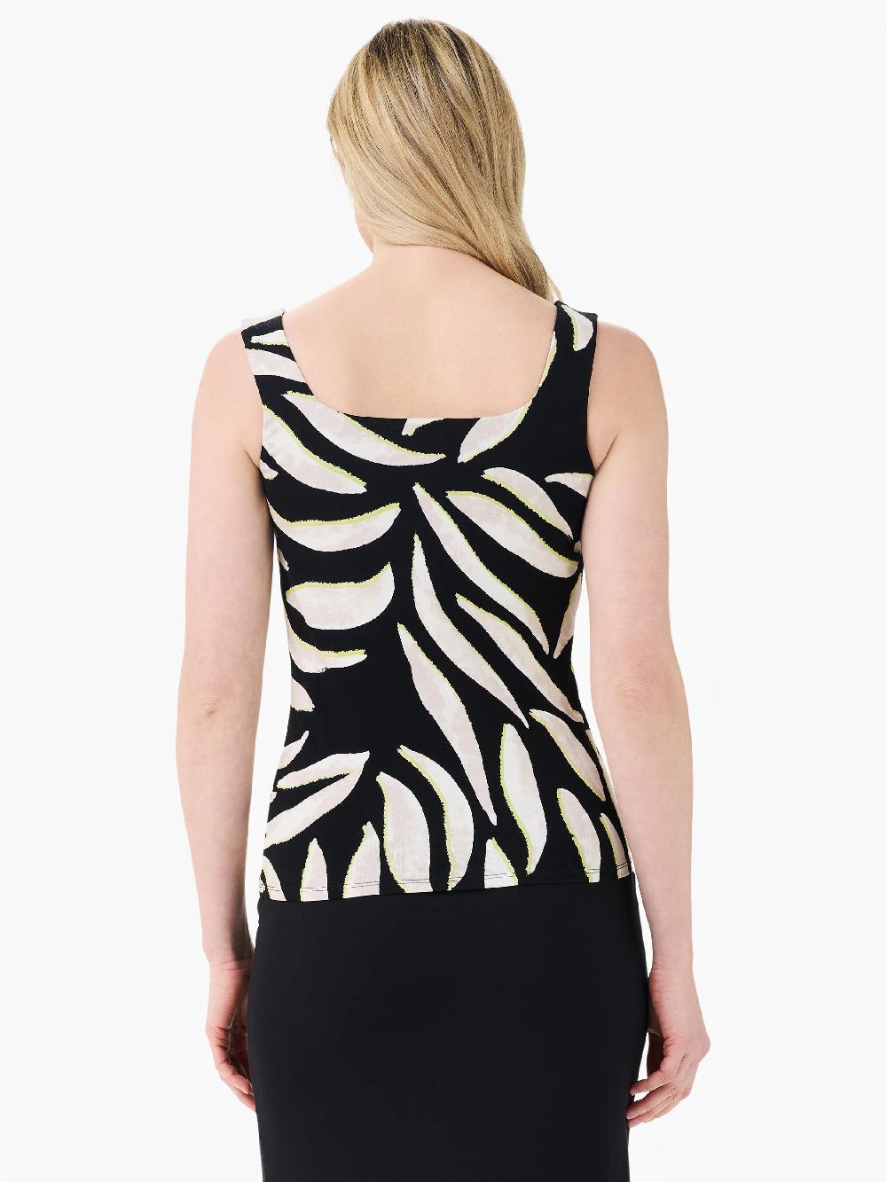 Nic Zoe Breezy Leaves Split Neck Tank