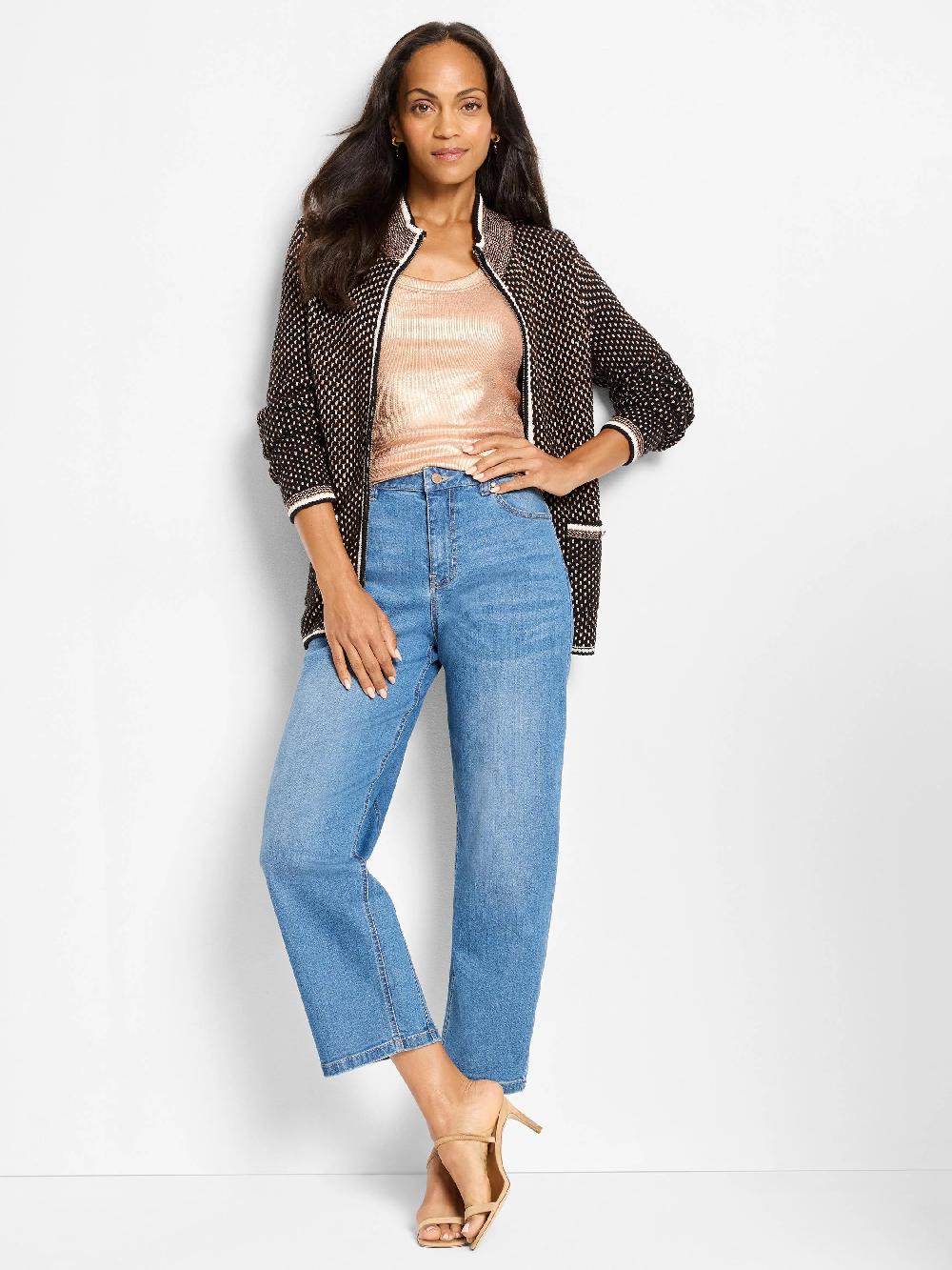 Nic Zoe Brick Stitch Knit Jacket